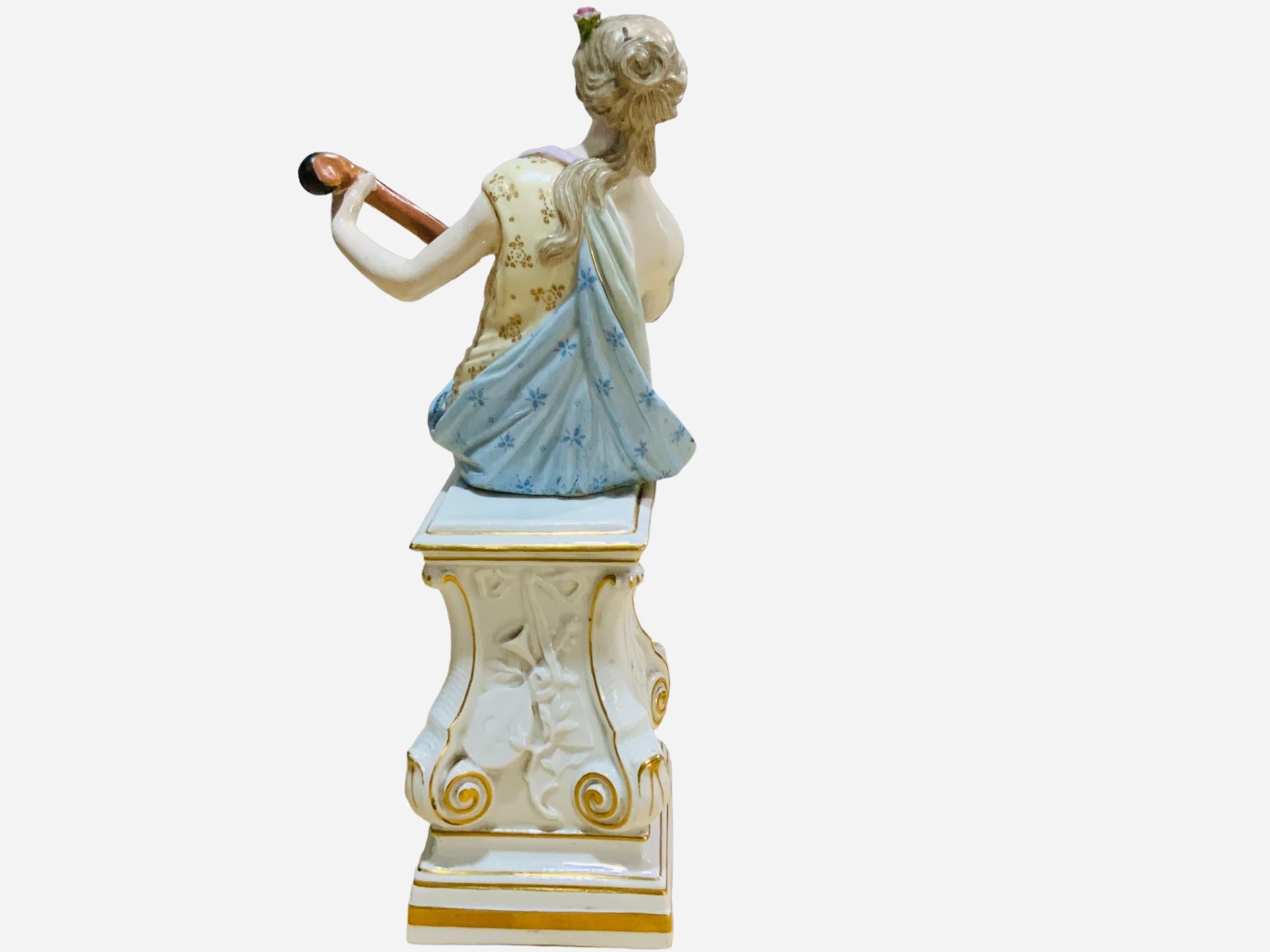 Hand-Painted Meissen Hand Painted Porcelain Figurine Of A  Greek Mythology’s Muse  For Sale