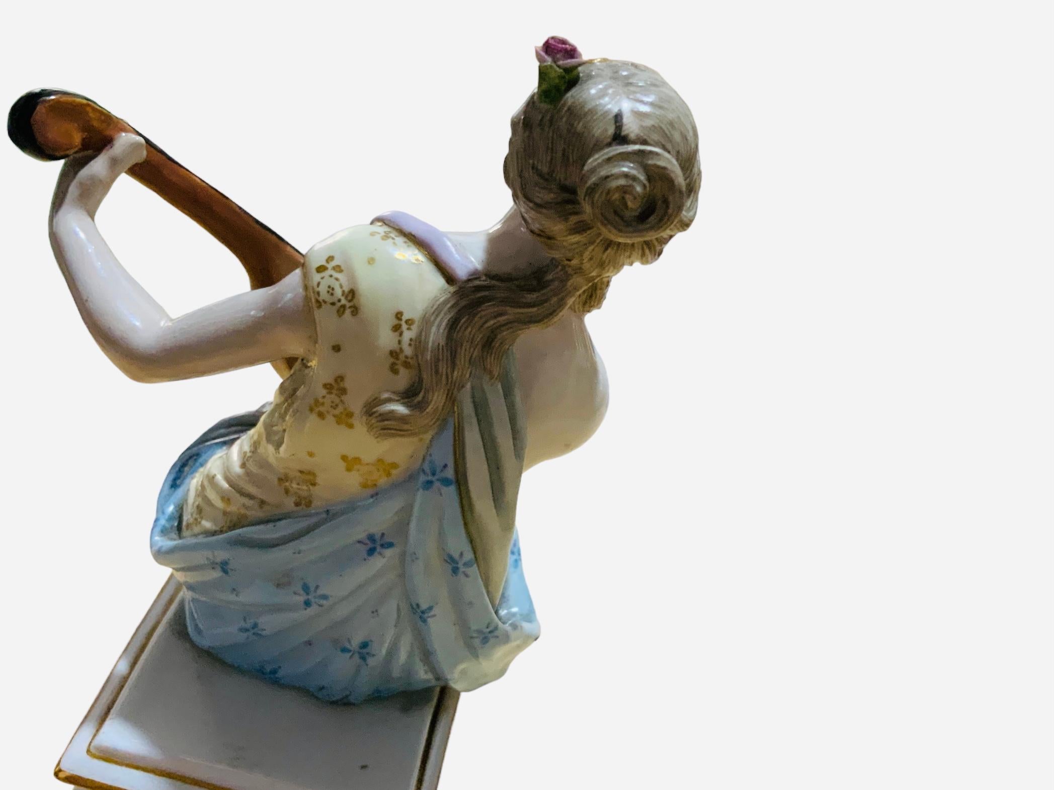 20th Century Meissen Hand Painted Porcelain Figurine Of A  Greek Mythology’s Muse  For Sale