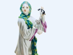 Meissen Hand Painted Porcelain Figurine Of  A Middle East Lady