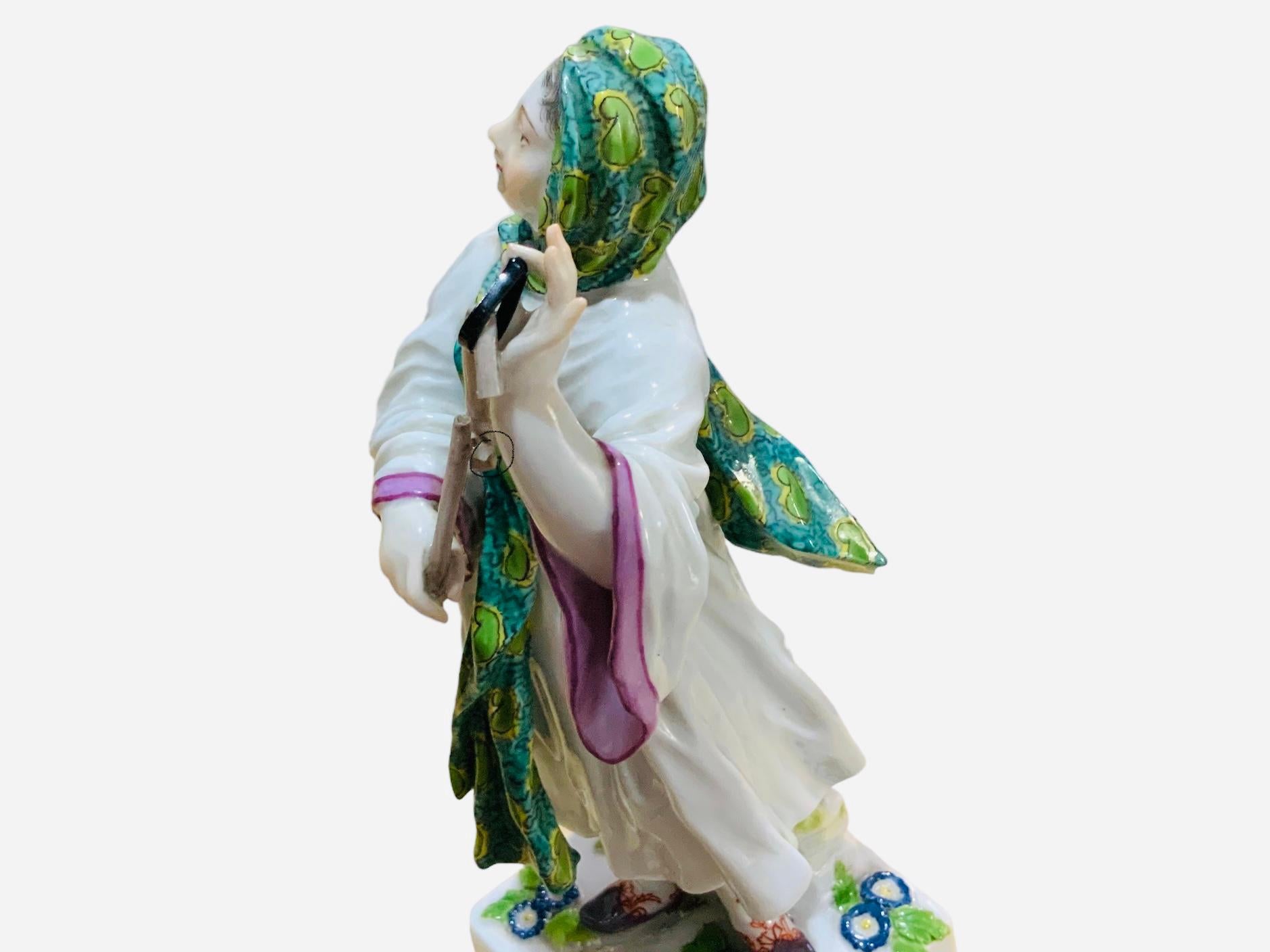 German Meissen Hand Painted Porcelain Figurine Of  A Middle East Lady For Sale