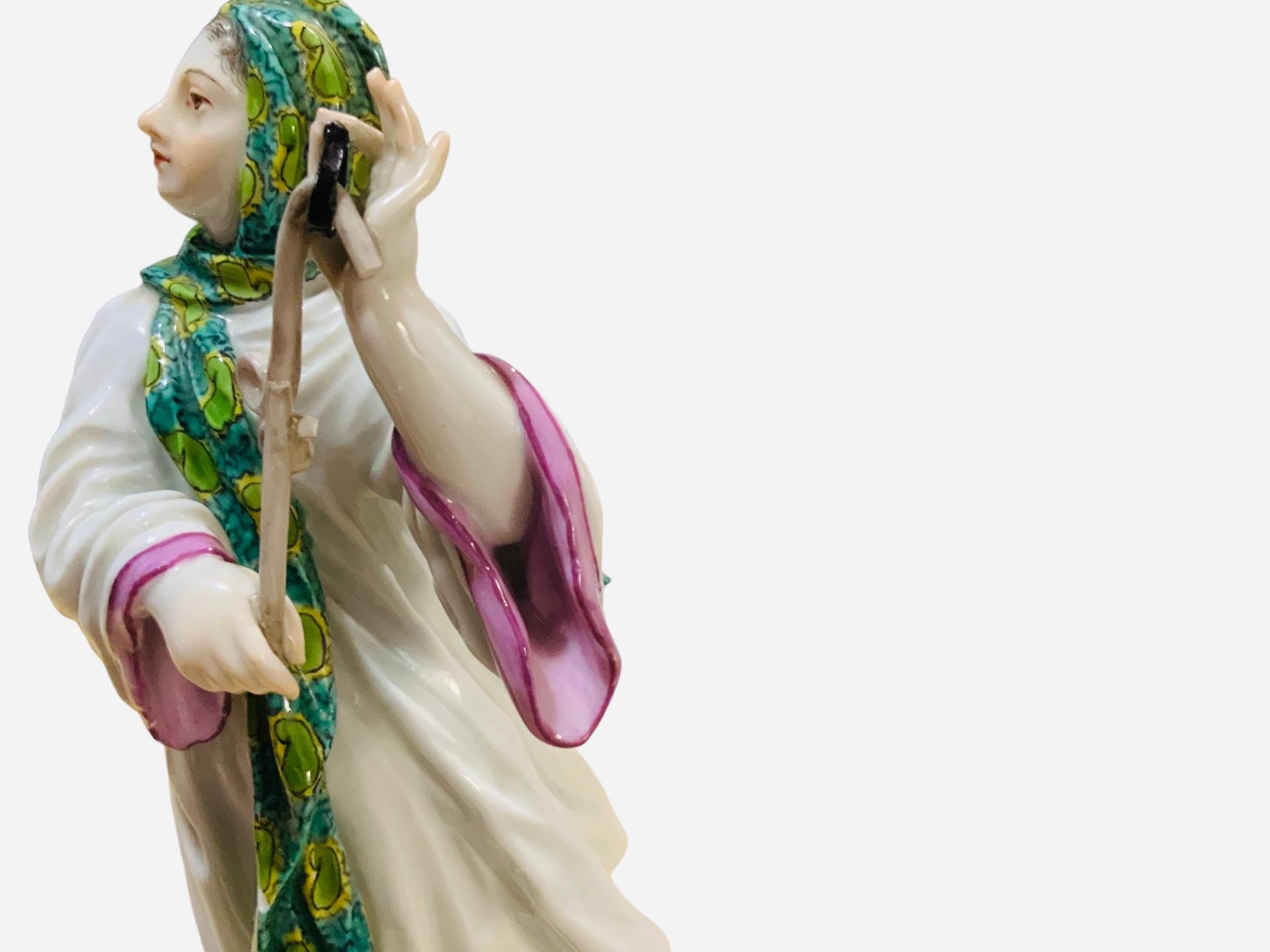 Hand-Painted Meissen Hand Painted Porcelain Figurine Of  A Middle East Lady For Sale