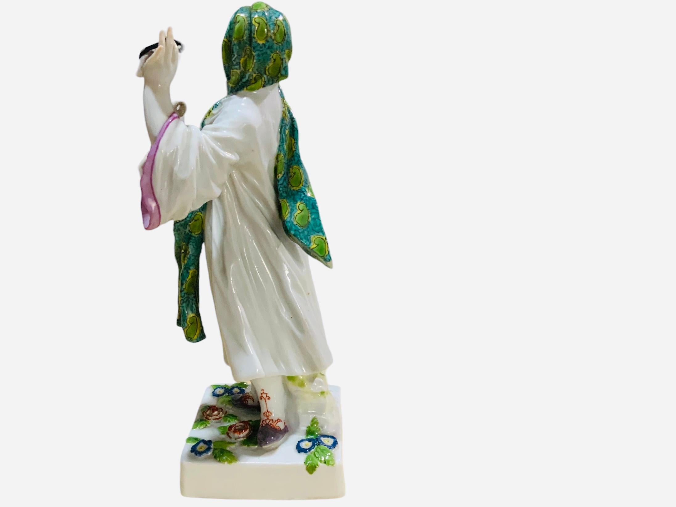 19th Century Meissen Hand Painted Porcelain Figurine Of  A Middle East Lady For Sale