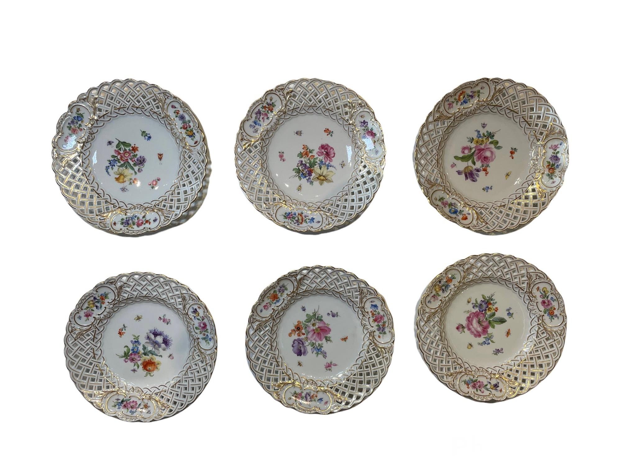 Meissen Hand Painted Porcelain Set of Six Cabinet Plates 7