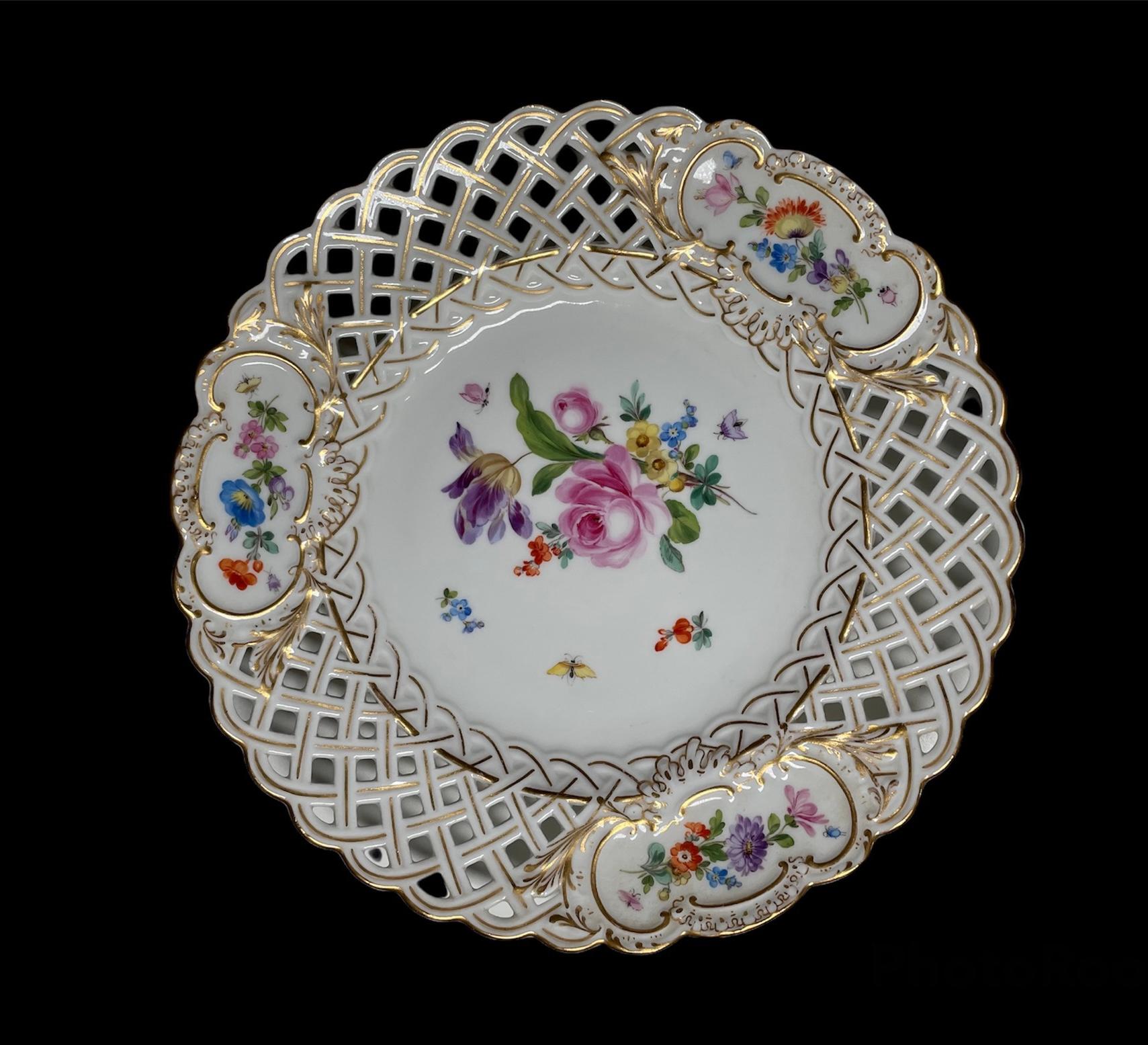 19th Century Meissen Hand Painted Porcelain Set of Six Cabinet Plates