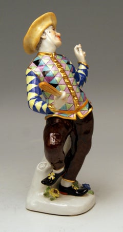 Meissen Harlequin with Stick Model 237 64507 Johann J. Kändler made 20th century