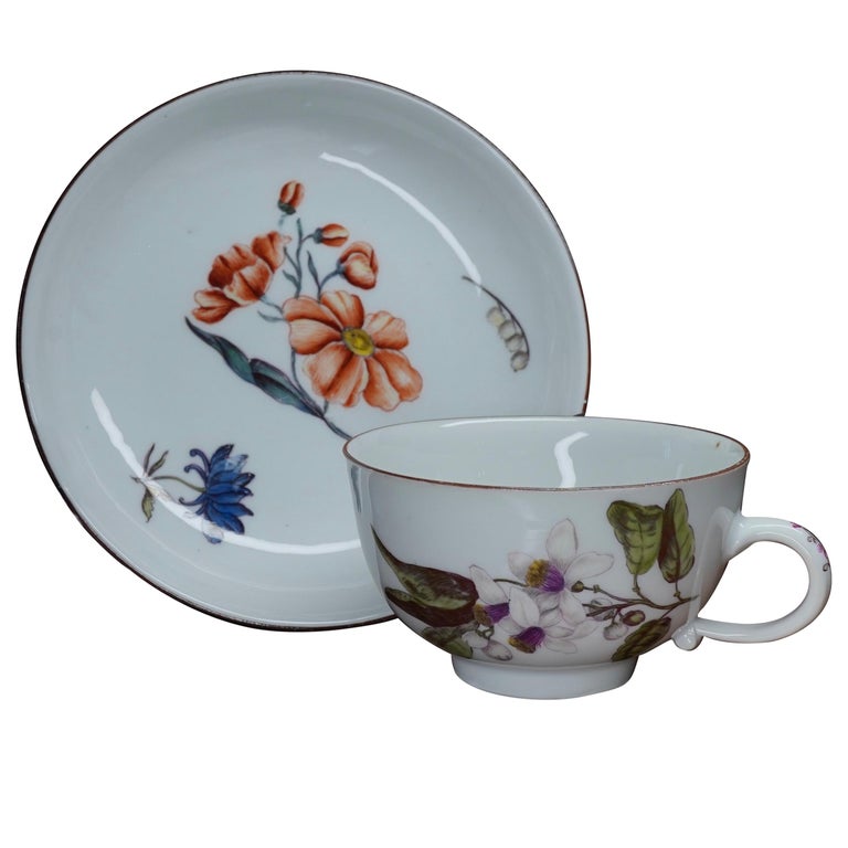 Meissen 'Holzschnittblumen' Flowers Cup and Saucer, Flowers, circa 1750 For Sale