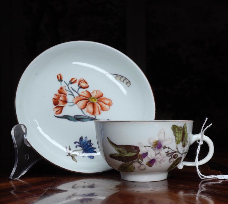 Rococo Meissen 'Holzschnittblumen' Flowers Cup and Saucer, Flowers, circa 1750 For Sale