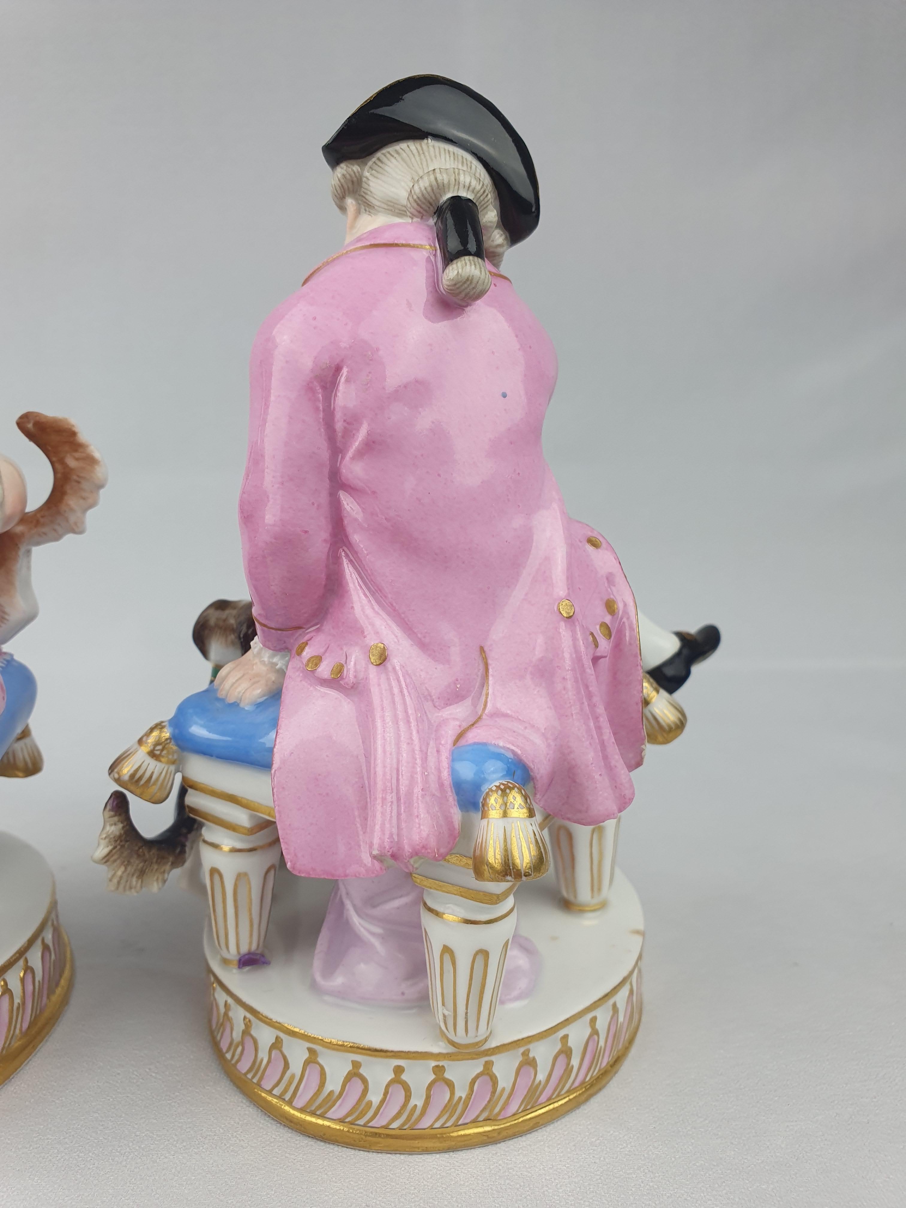 19th Century Meissen Huntsman and Companion with Dogs For Sale