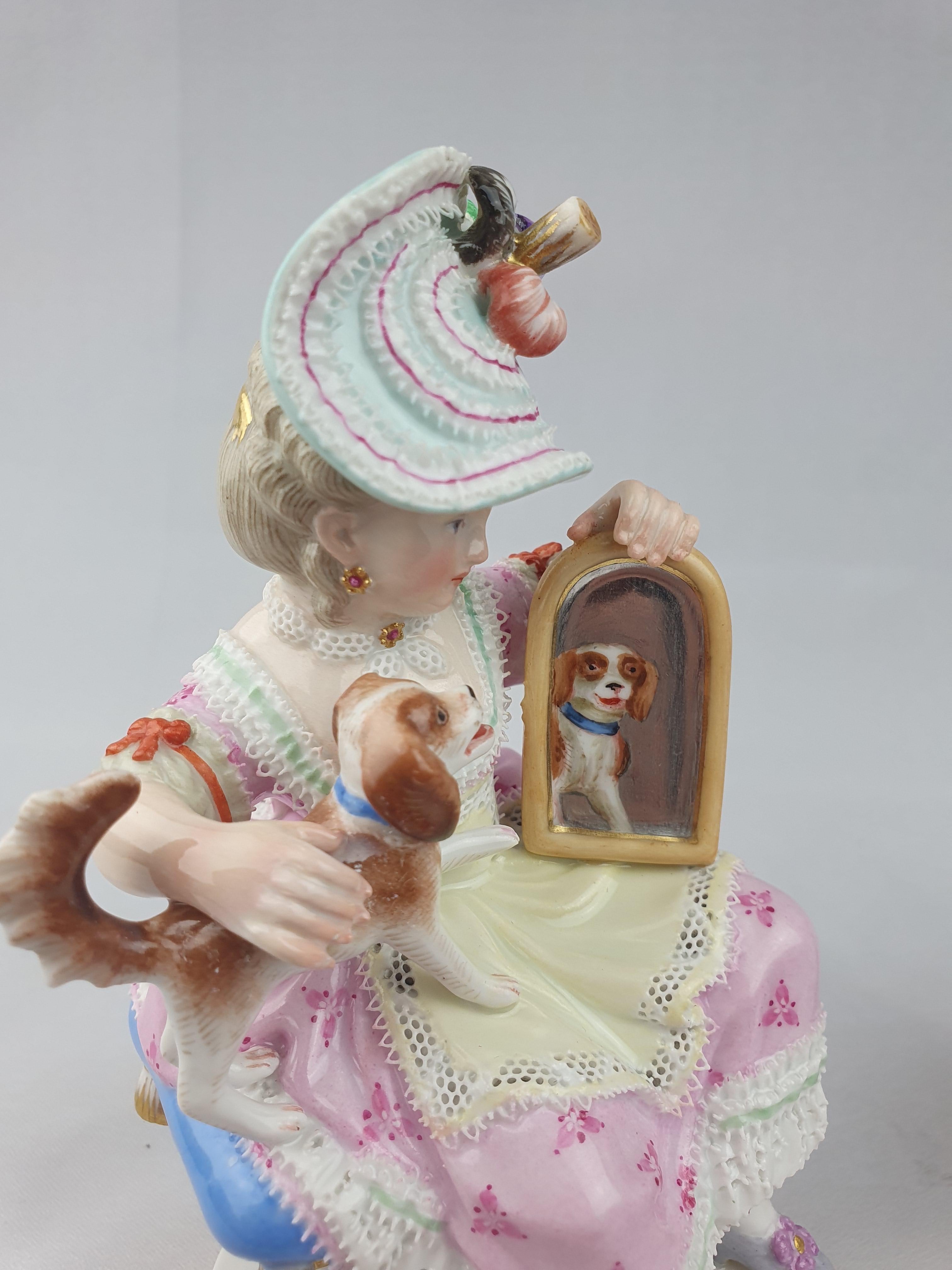 Porcelain Meissen Huntsman and Companion with Dogs For Sale