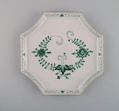 Meissen Indian Green Sake / Schnapps Set on Tray in Hand-Painted Porcelain