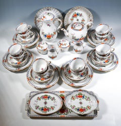 Meissen Koffee, Tee & Dessert Set For 12 Pers., Indian Flowers, Germany, 20th C.