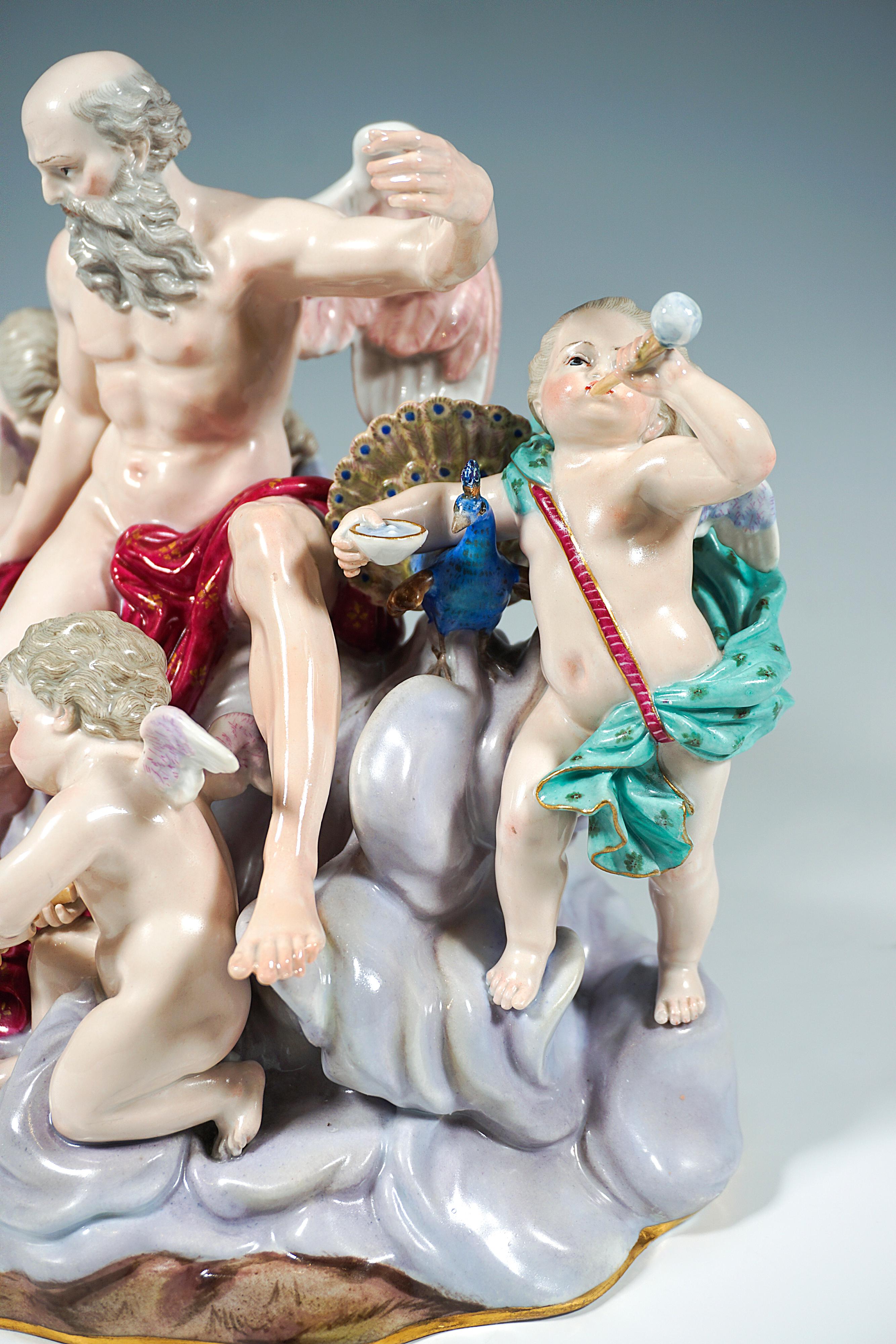 Meissen Large Allegorical Group 'The Air' by M.V. Acier, Germany Around 1850 For Sale 4