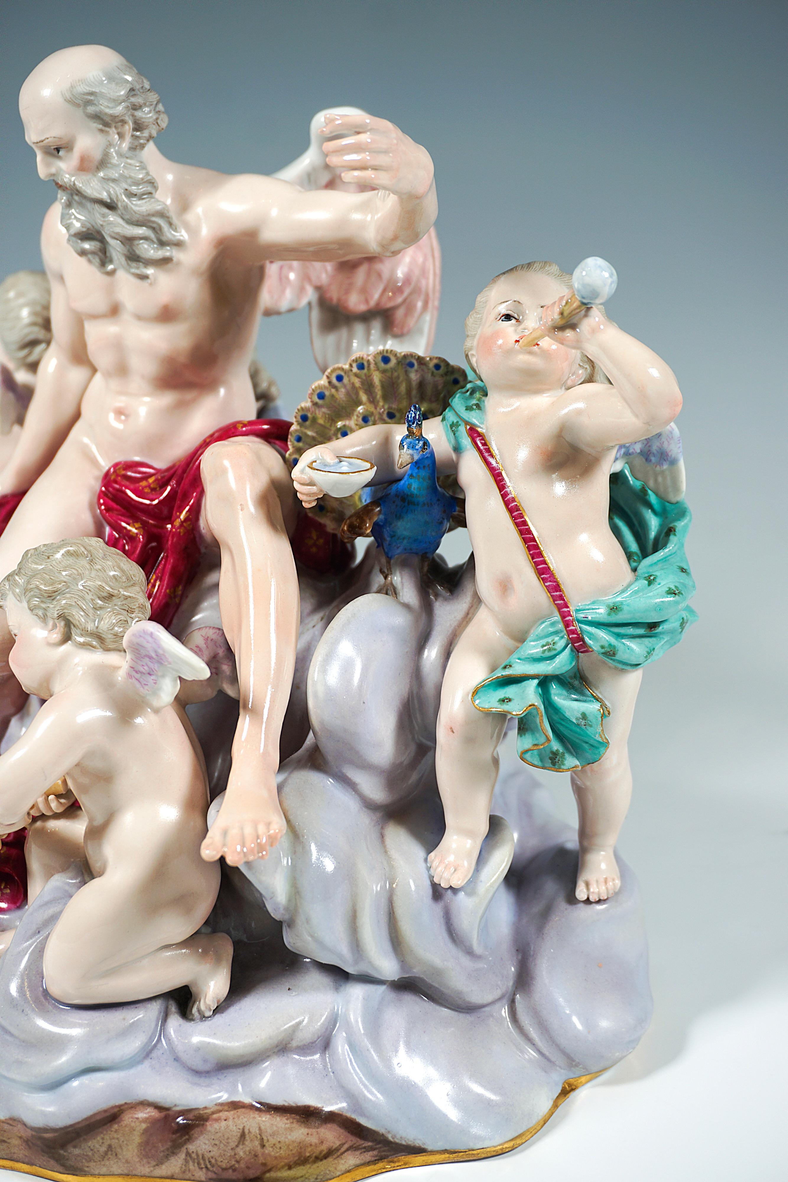 Meissen Large Allegorical Group 'The Air' by M.V. Acier, Germany Around 1850 4
