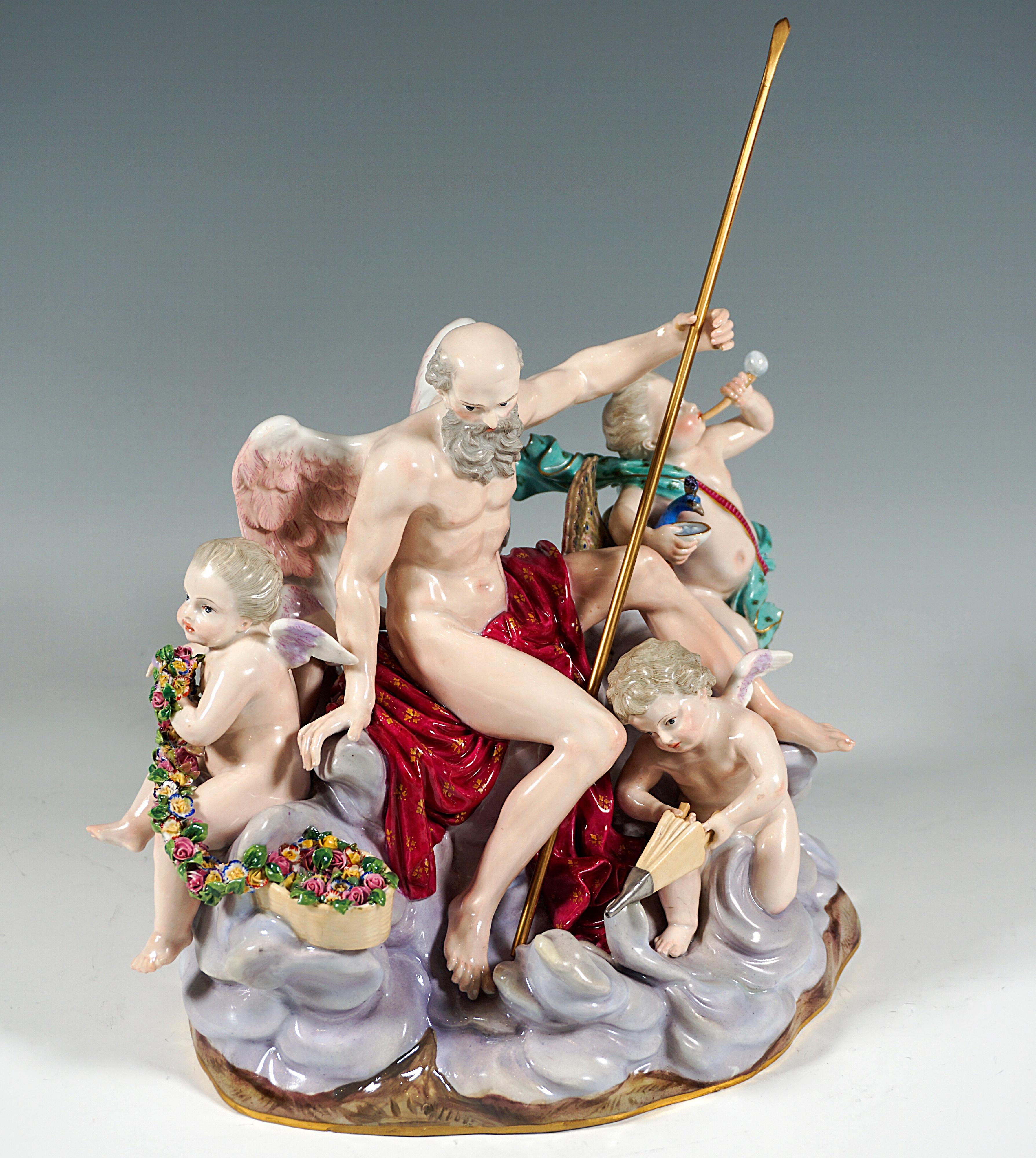 Baroque Meissen Large Allegorical Group 'The Air' by M.V. Acier, Germany Around 1850 For Sale