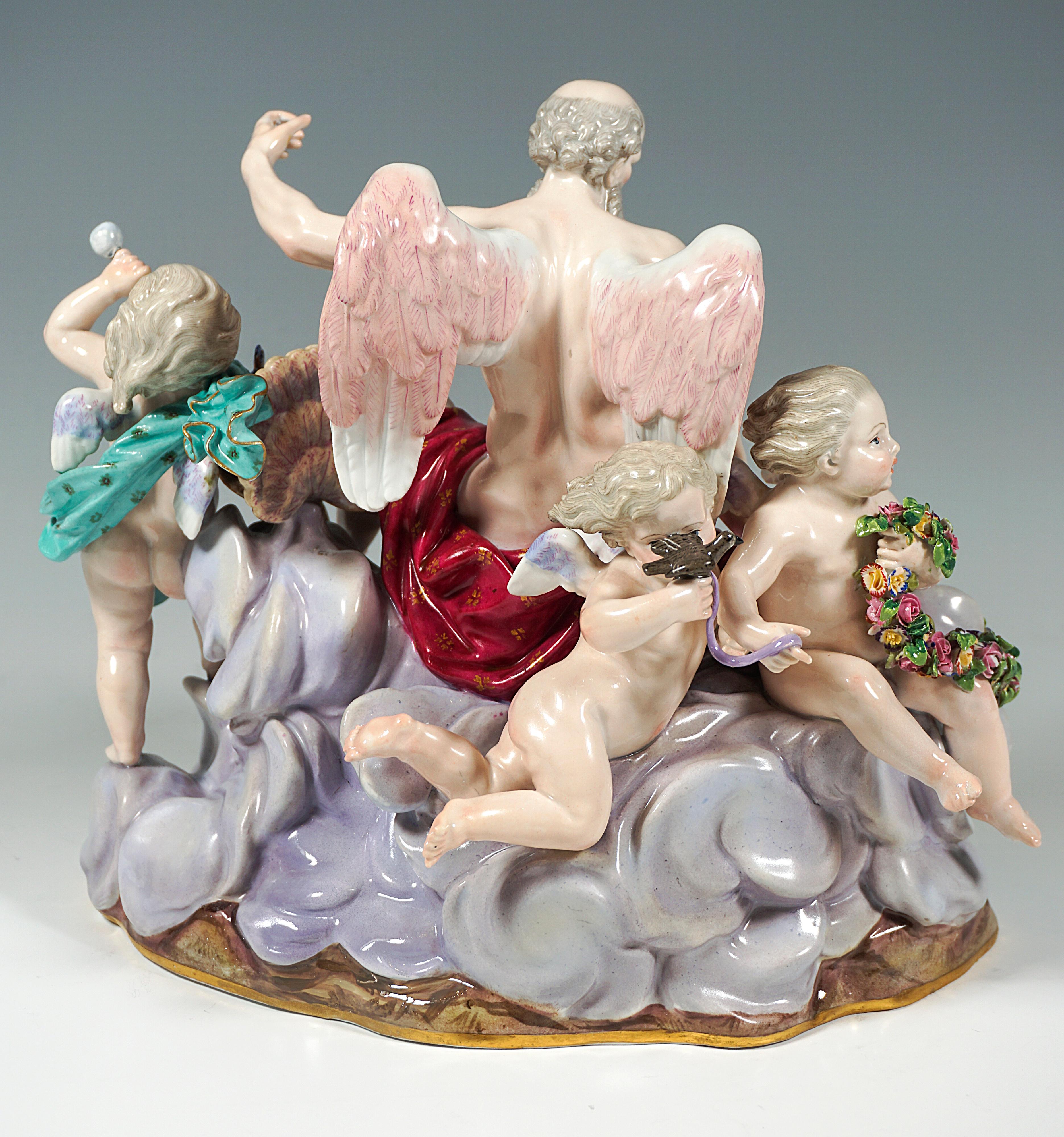 19th Century Meissen Large Allegorical Group 'The Air' by M.V. Acier, Germany Around 1850 For Sale