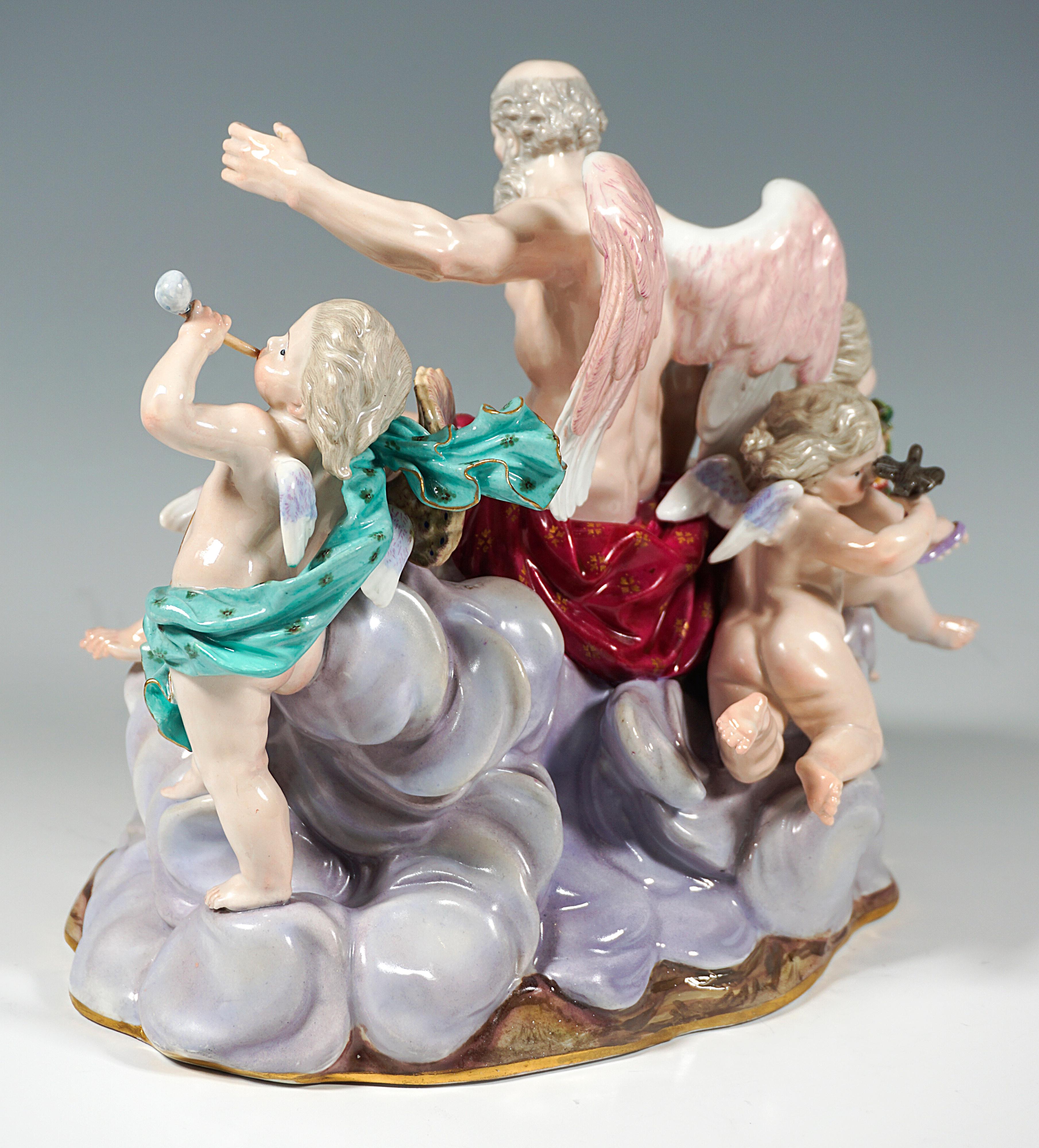 XIXe siècle Grand groupe allégorique « L'air » de Meissen par M.V. Acier, Allemagne vers 1850 en vente