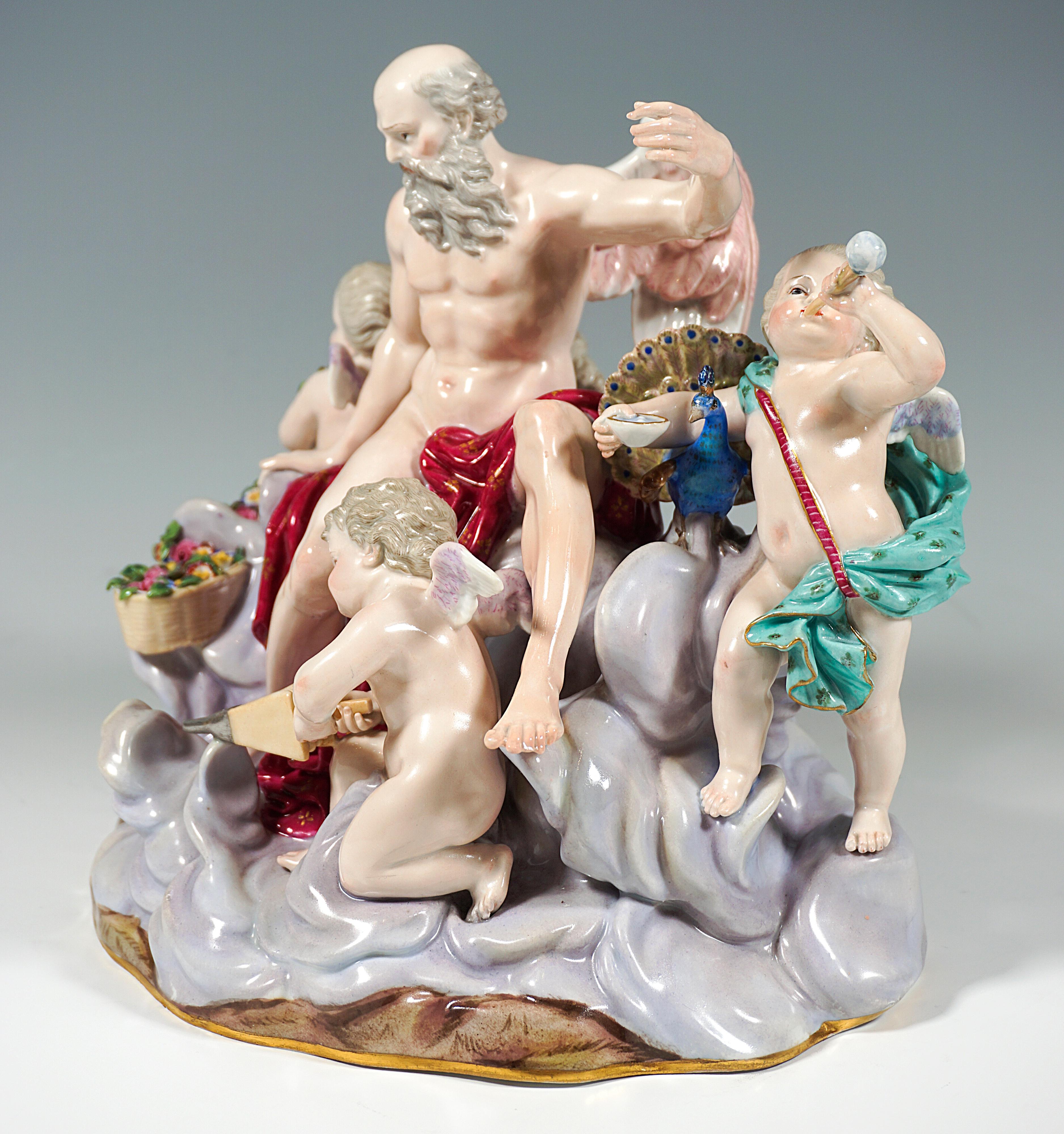 Meissen Large Allegorical Group 'The Air' by M.V. Acier, Germany Around 1850 1