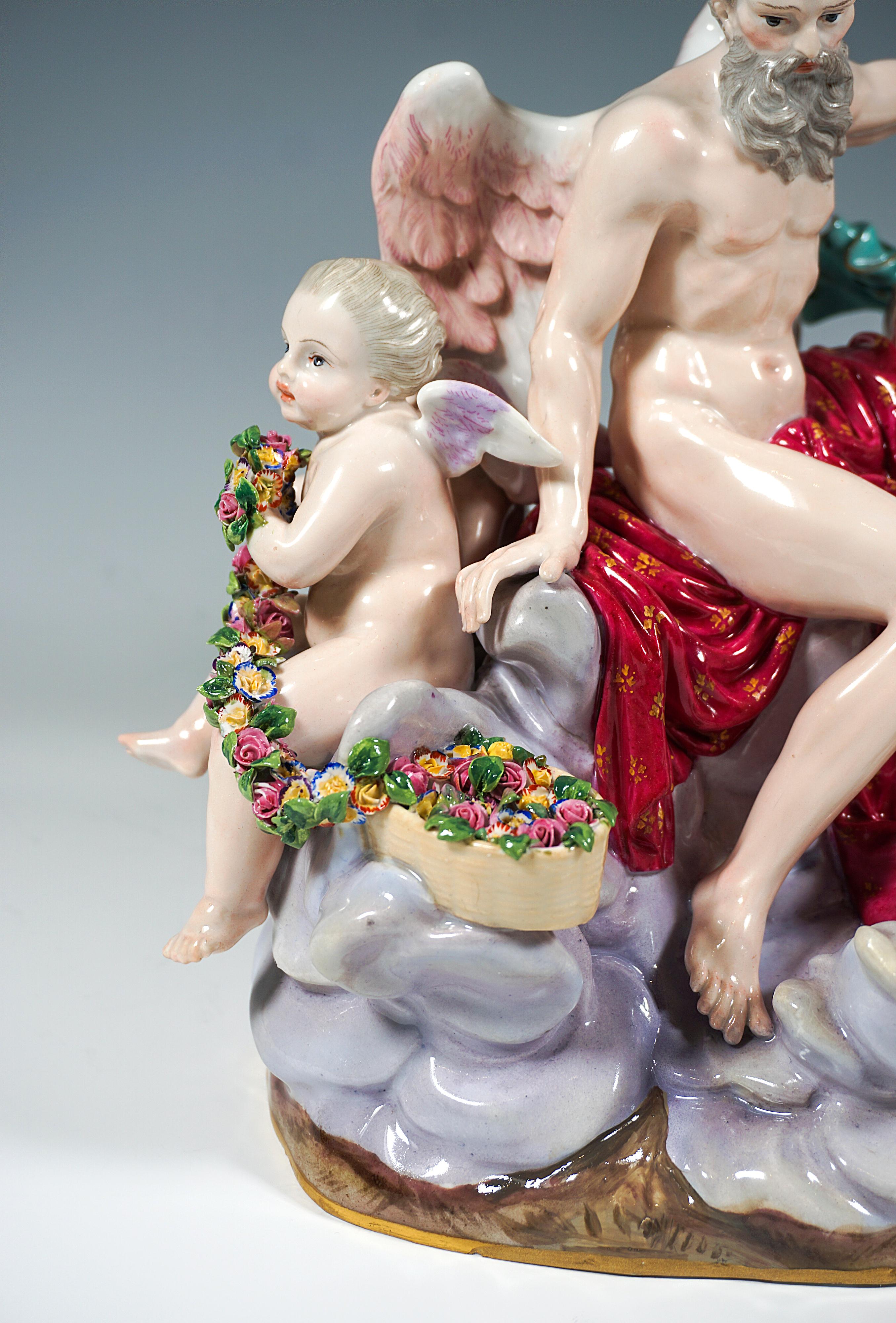 Meissen Large Allegorical Group 'The Air' by M.V. Acier, Germany Around 1850 For Sale 2