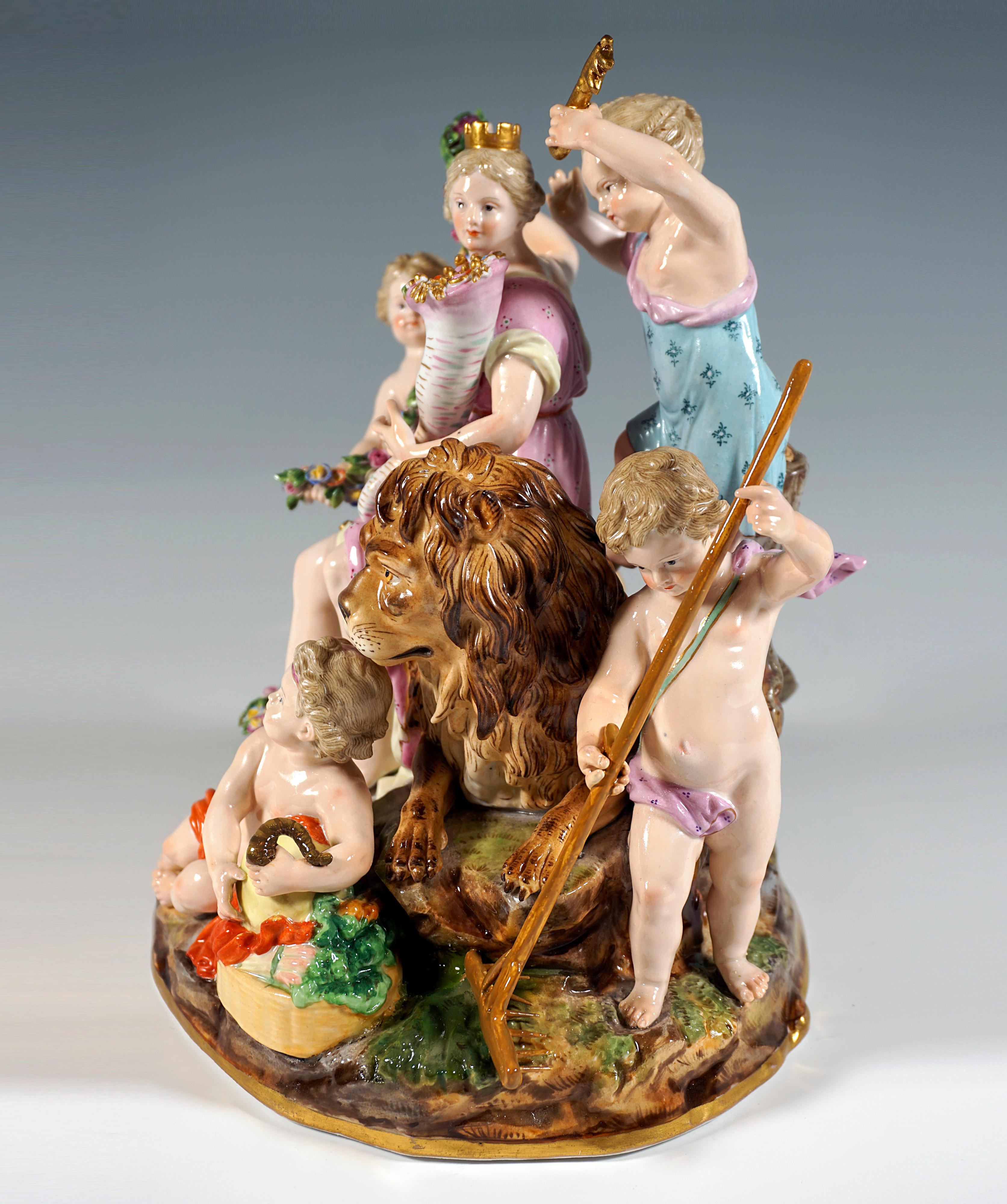 Baroque Grand groupe allégorique « La Terre » de Meissen par M.V. Acier, Allemagne vers 1850 en vente