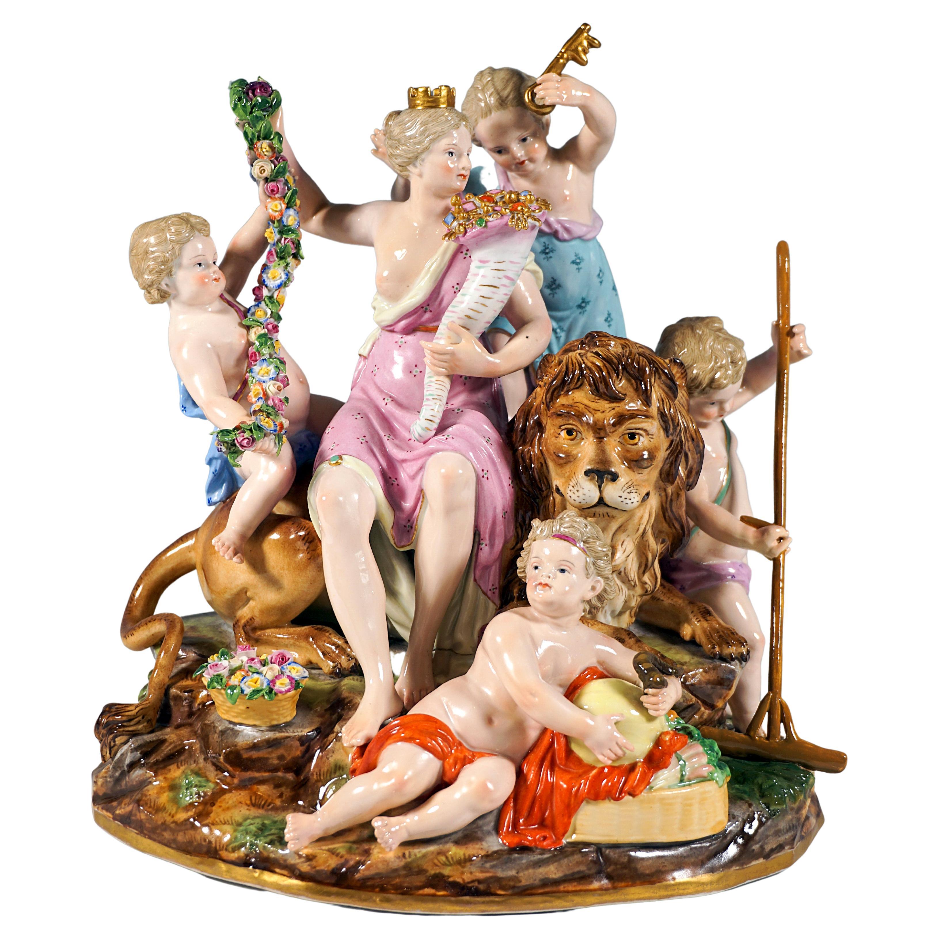 Meissen Large Allegorical Group 'The Earth' by M.V. Acier, Germany Around 1850 For Sale