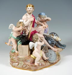 Meissen Large Allegorical Group 'The Fire' by M.V. Acier, Germany Around 1850
