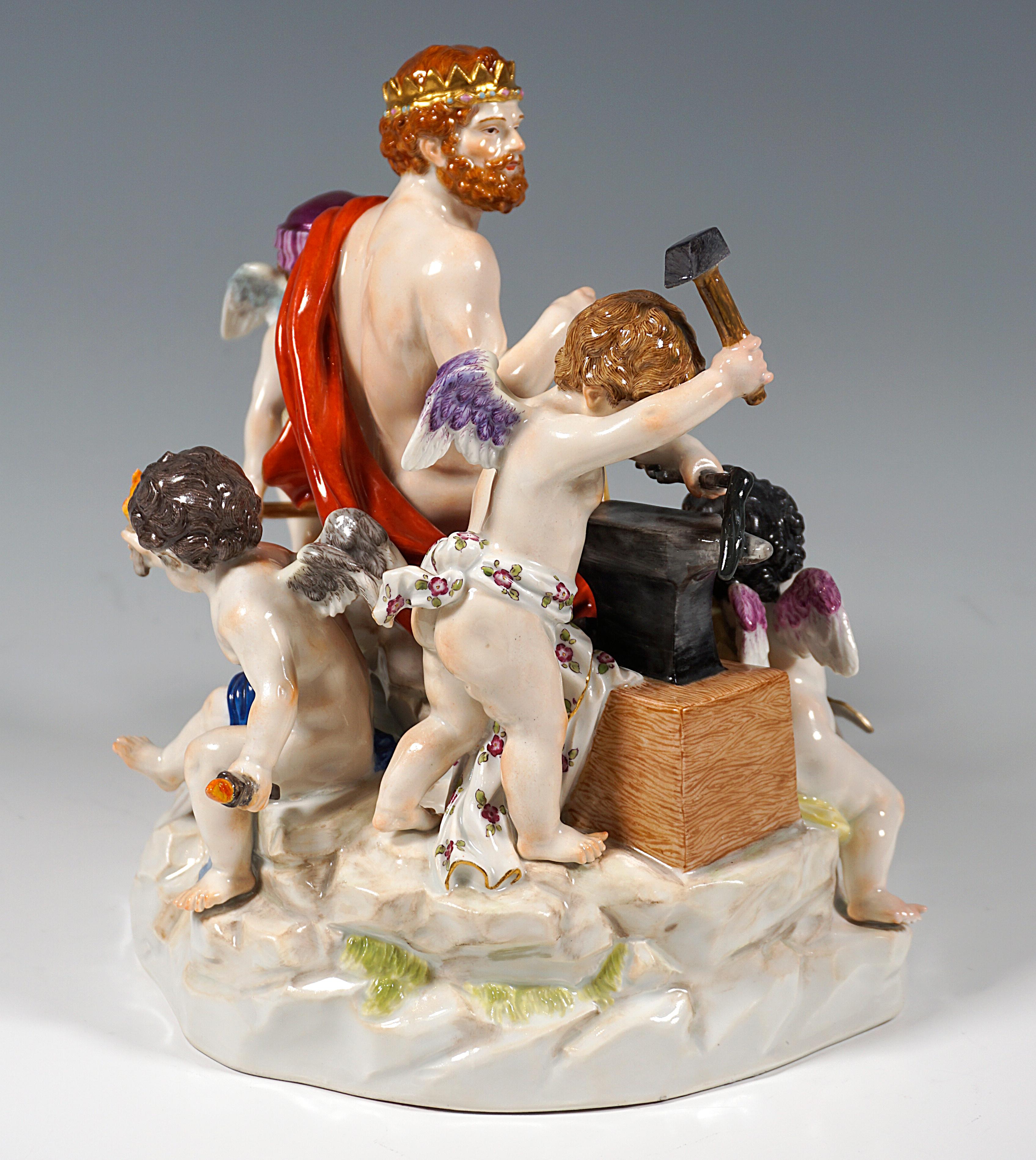 Baroque Meissen Large Allegorical Group 'The Fire' by M.V. Acier, Germany Around, 1850 For Sale