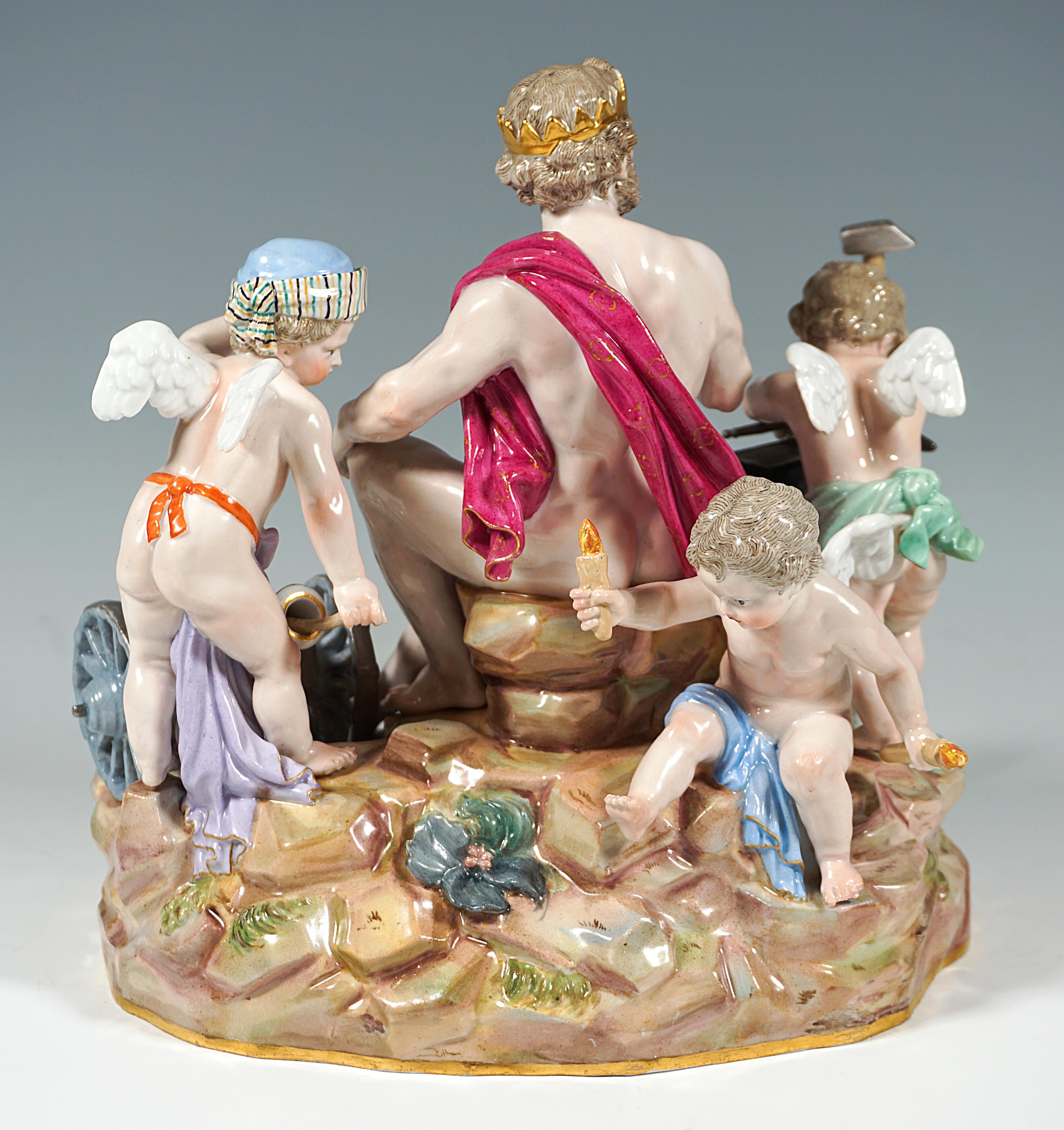 Meissen Large Allegorical Group 'The Fire' by M.V. Acier, Germany Around 1850 In Good Condition For Sale In Vienna, AT