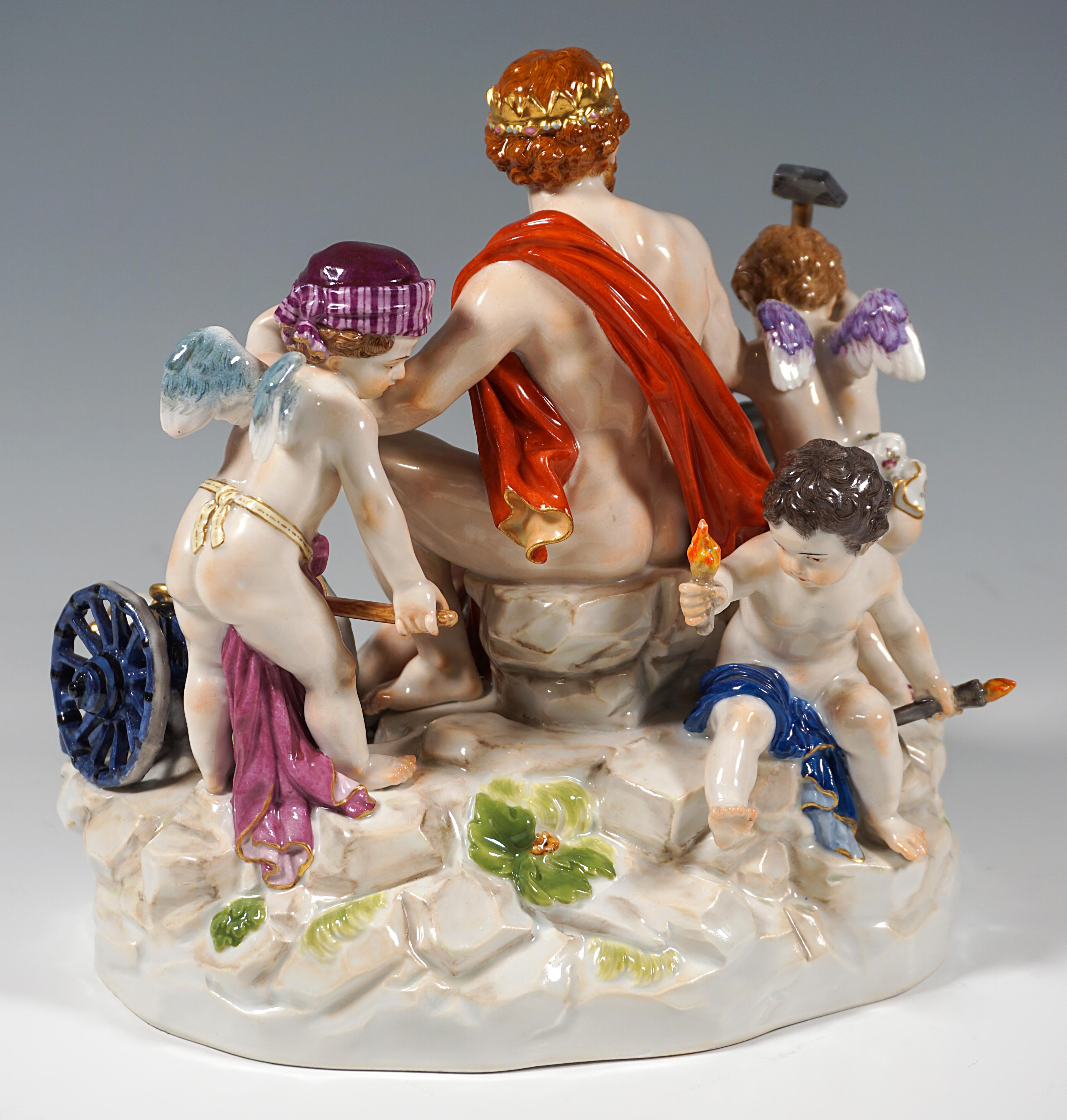 Meissen Large Allegorical Group 'The Fire' by M.V. Acier, Germany Around, 1850 In Good Condition For Sale In Vienna, AT