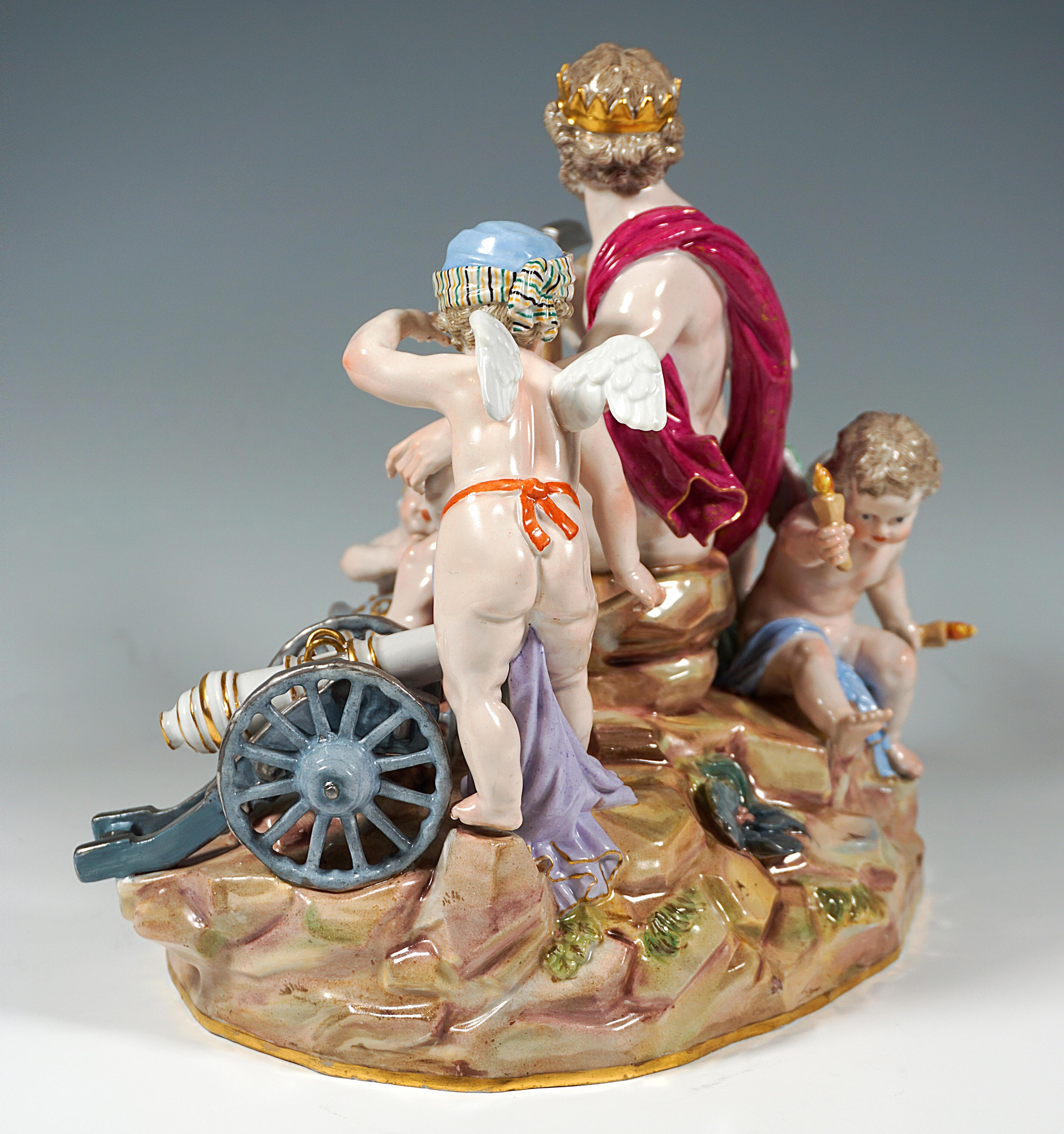 Grand groupe allégorique de Meissen « Le feu » de M.V. Acier, Allemagne vers 1850 Bon état - En vente à Vienna, AT
