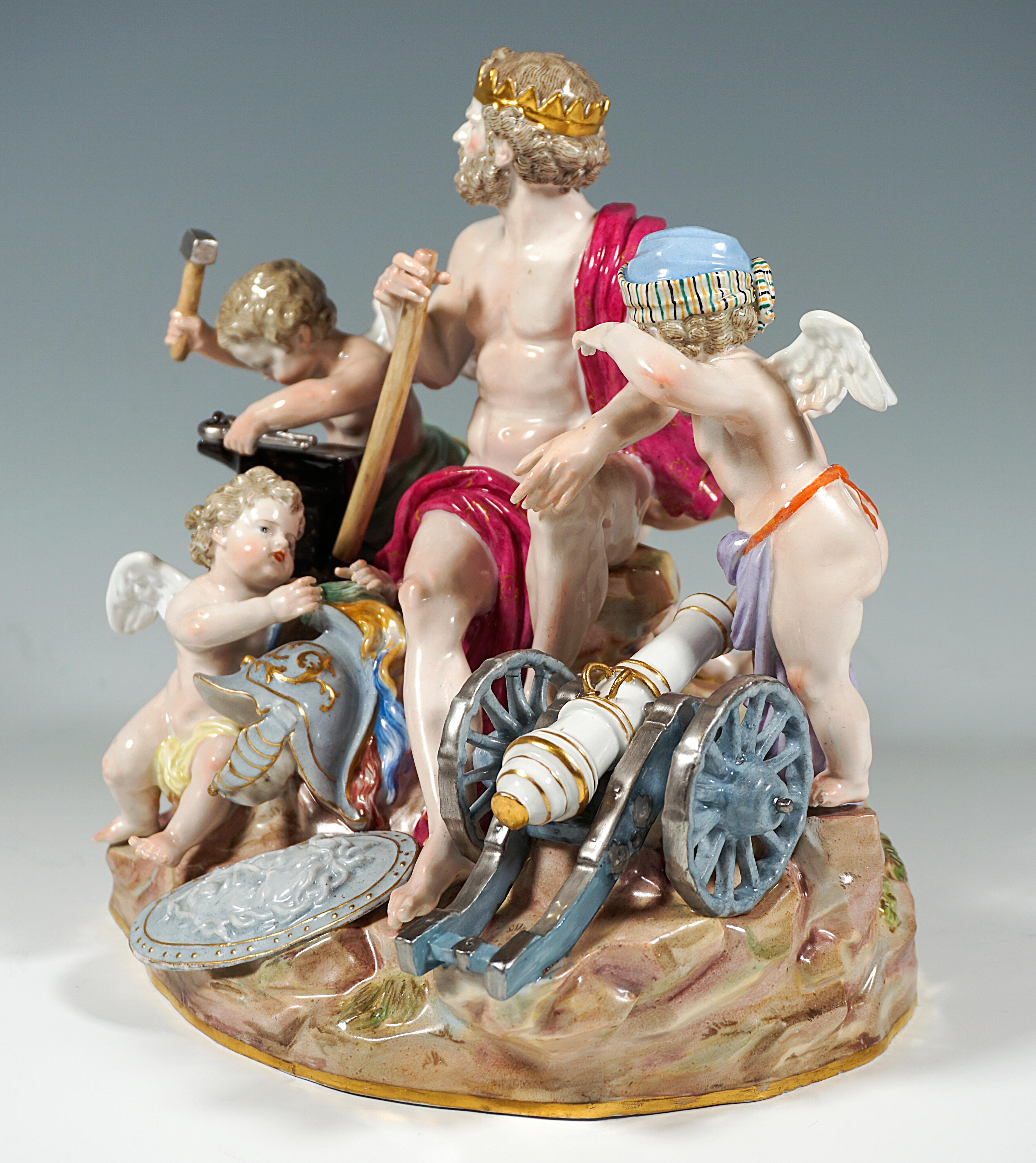 Porcelain Meissen Large Allegorical Group 'The Fire' by M.V. Acier, Germany Around 1850 For Sale