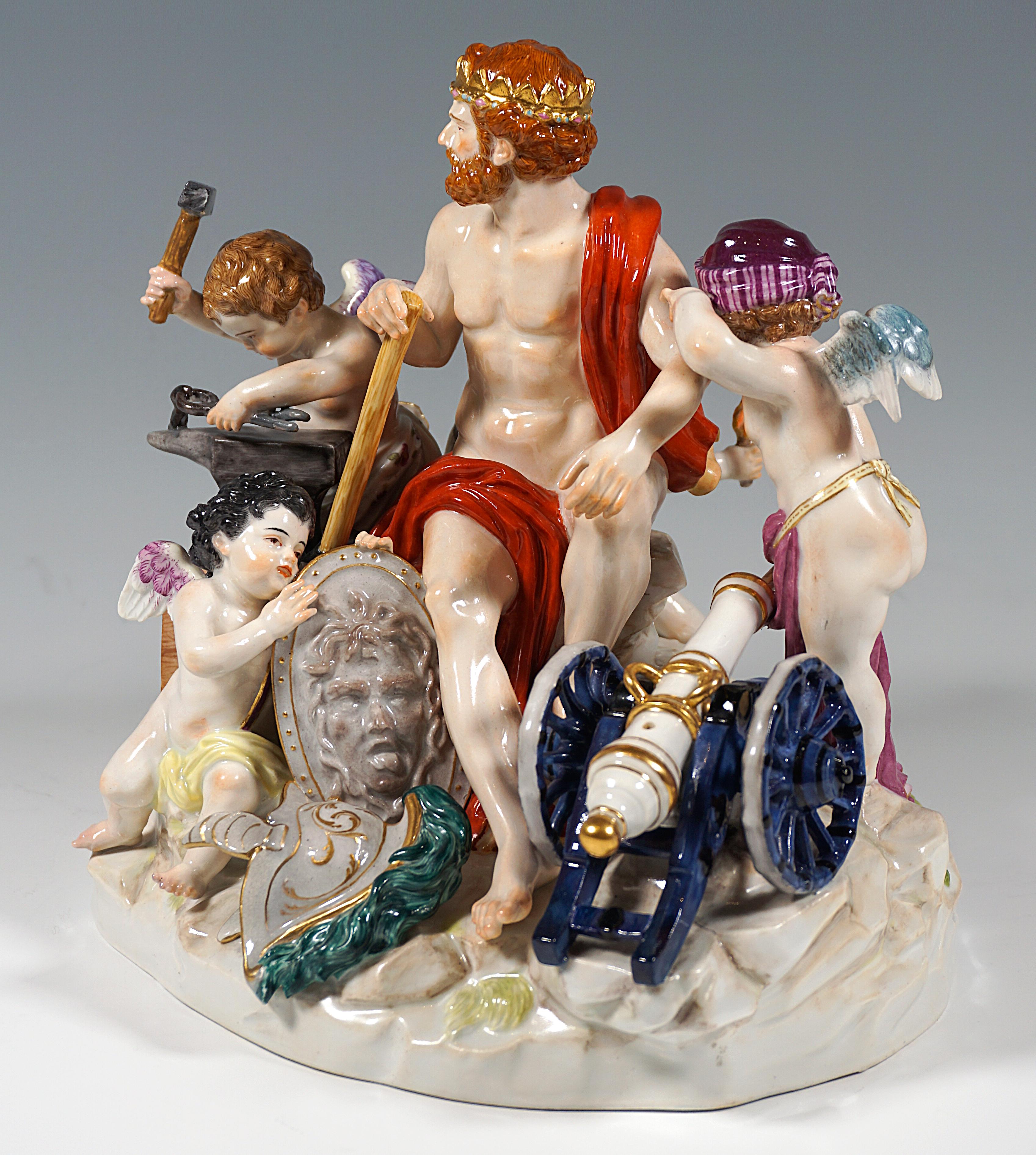 Porcelain Meissen Large Allegorical Group 'The Fire' by M.V. Acier, Germany Around, 1850 For Sale