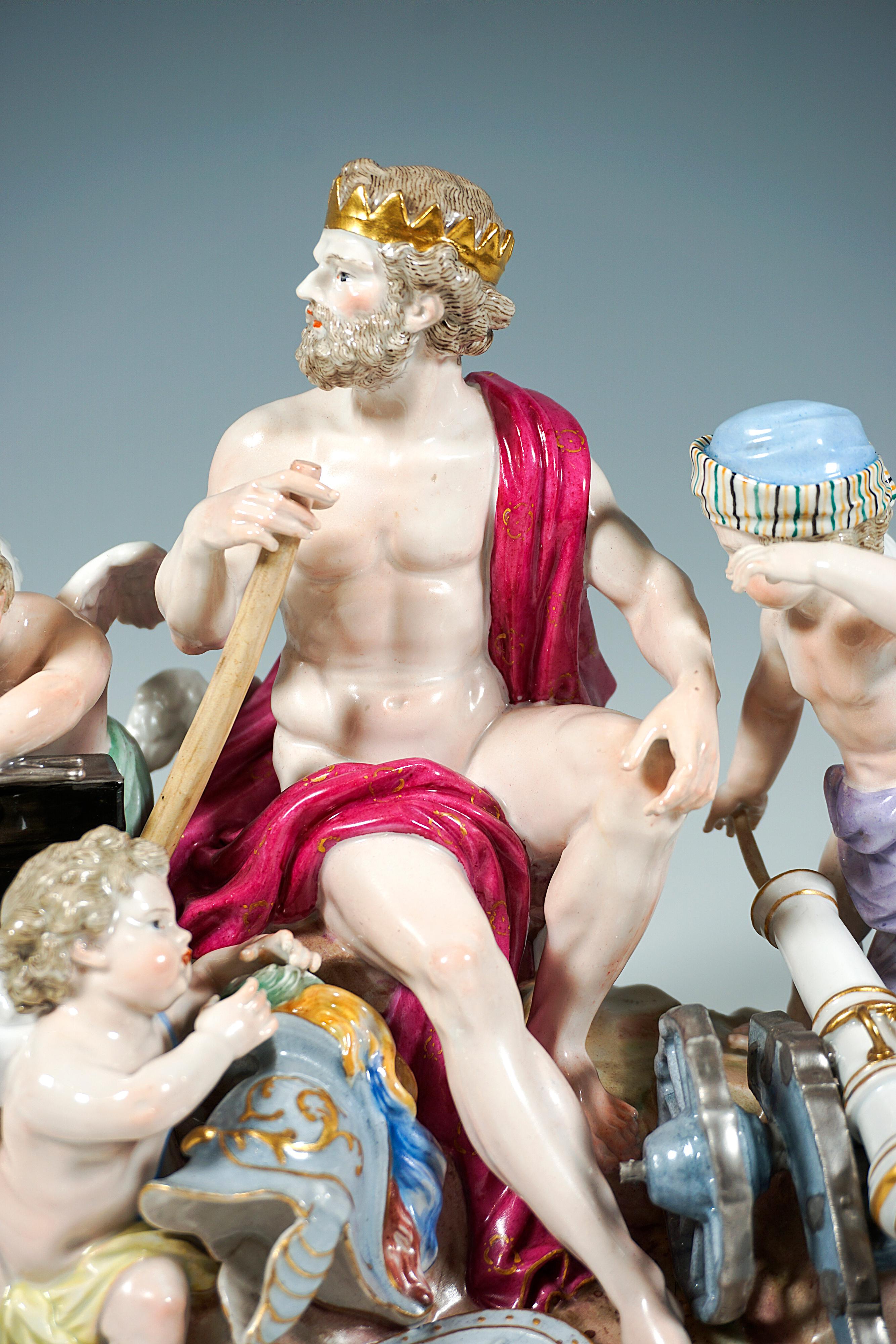 Meissen Large Allegorical Group 'The Fire' by M.V. Acier, Germany Around 1850 For Sale 2