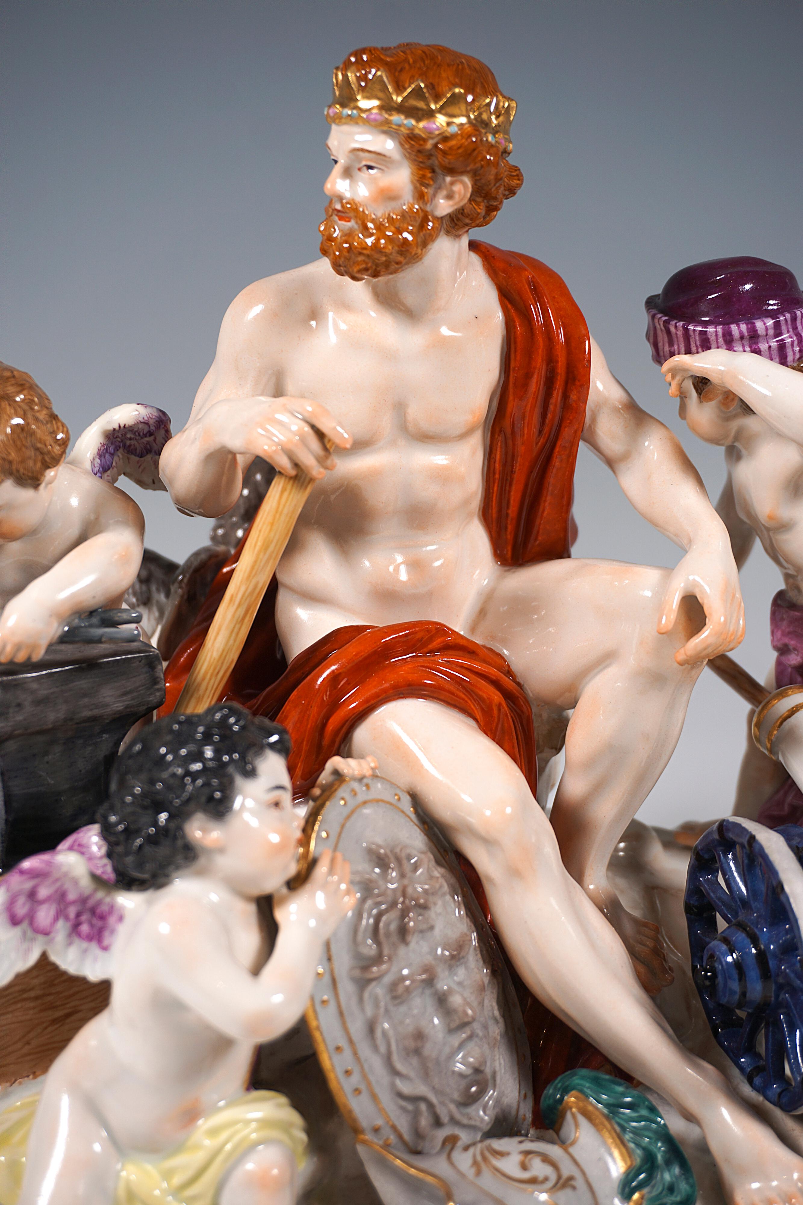 Meissen Large Allegorical Group 'The Fire' by M.V. Acier, Germany Around, 1850 For Sale 2