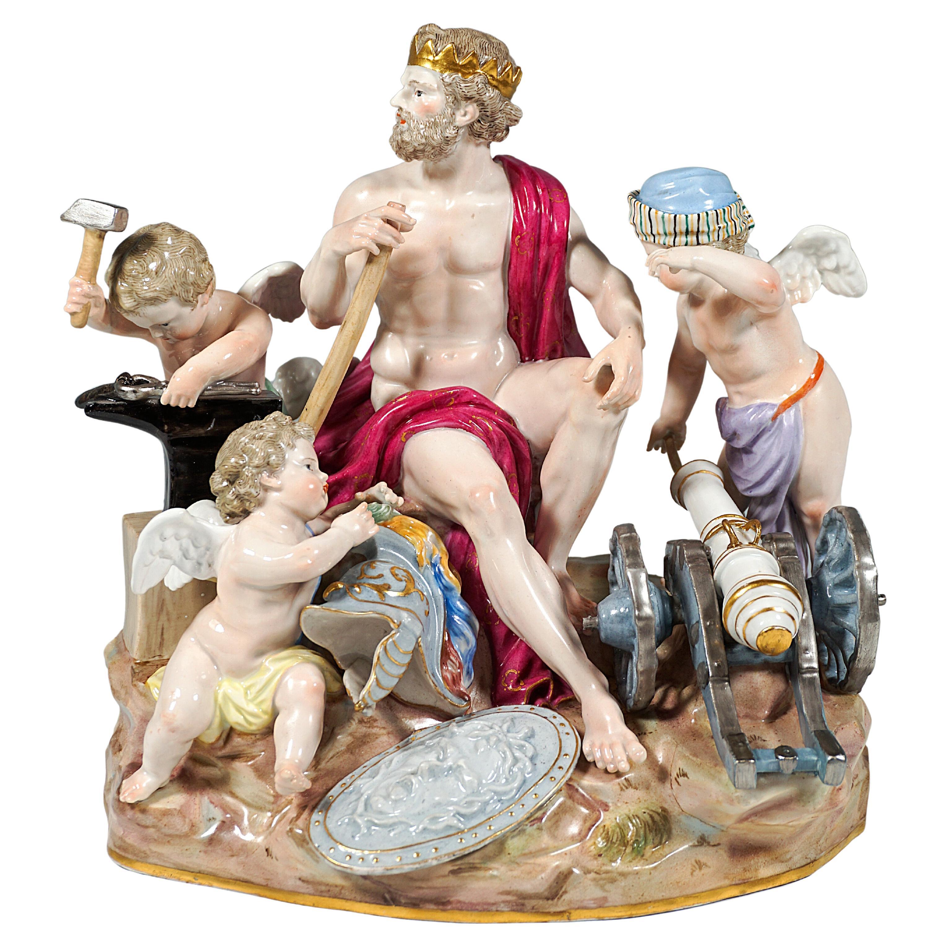 Meissen Large Allegorical Group 'The Fire' by M.V. Acier, Germany Around 1850