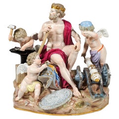 Used Meissen Large Allegorical Group 'The Fire' by M.V. Acier, Germany Around 1850