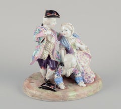 Meissen. Large and impressive porcelain group of noble figures. Gallant scene