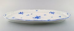 Meissen Large Fish Dish in Porcelain, Hand Painted with Blue Roses and Beetles