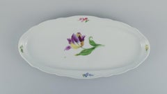 Meissen, Large Oval Fish Dish Hand Painted with Flowers, Late 19th Century