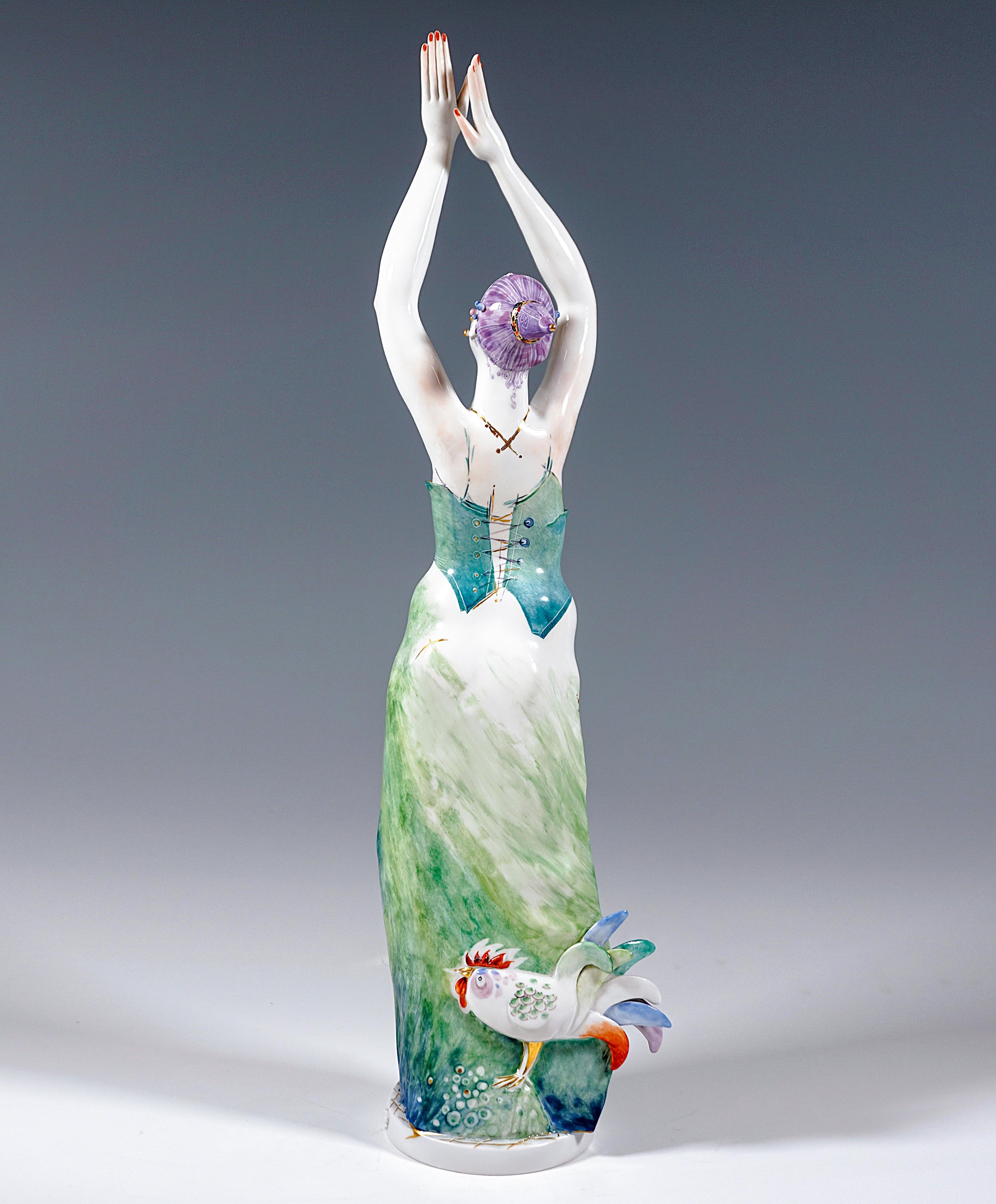 Hand-Crafted Meissen Large Pair of Allegory Figurines Day & Night by Silvia Kloede, Ca 2007 For Sale