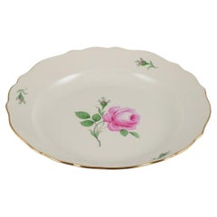 Antique Meissen, large round "Pink Rose" serving platter in porcelain.