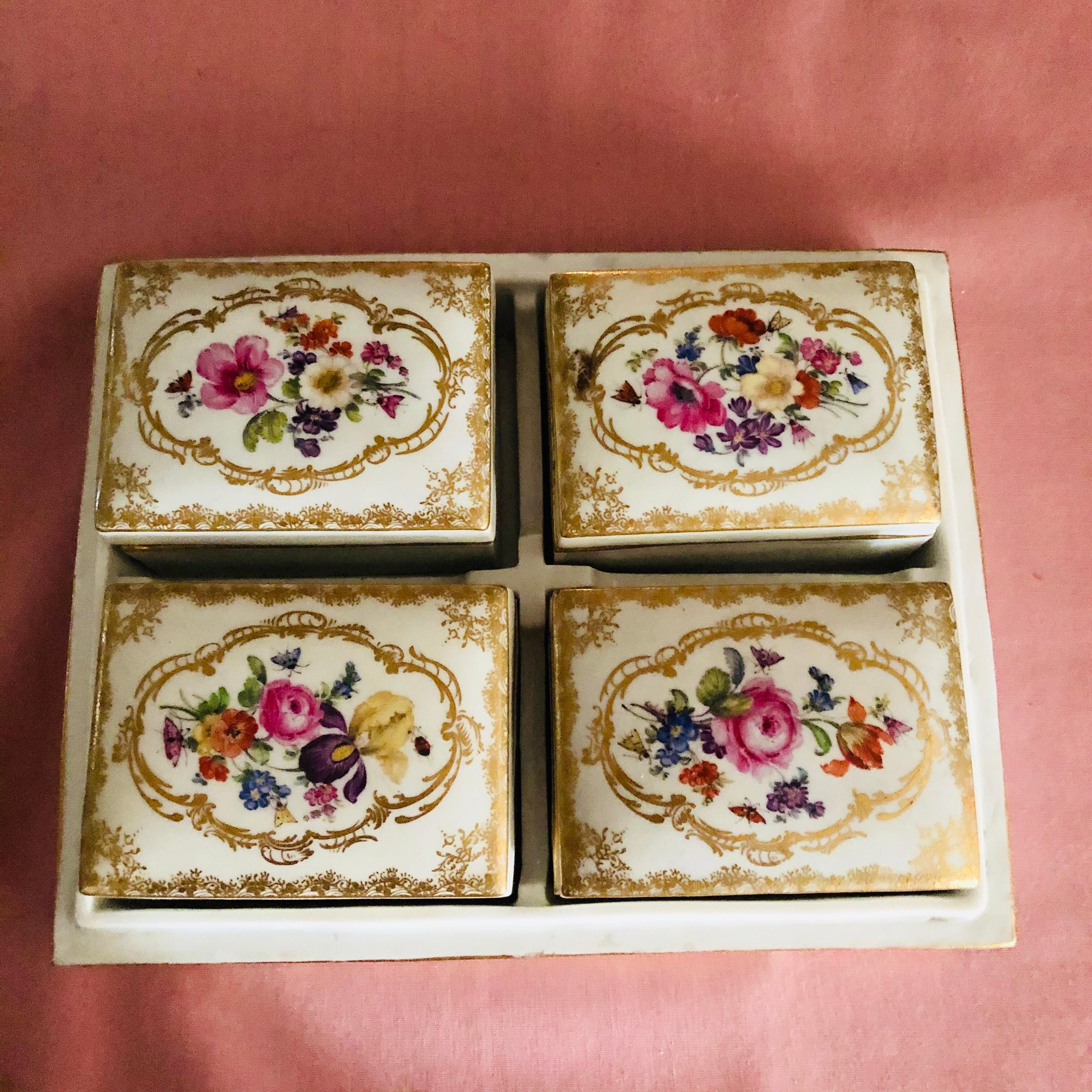 Hand-Painted Meissen Late 19th Century Box with Four Smaller Boxes Inside It