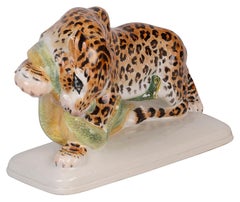 Meissen Leopard Attacking a Snake, 20th Century