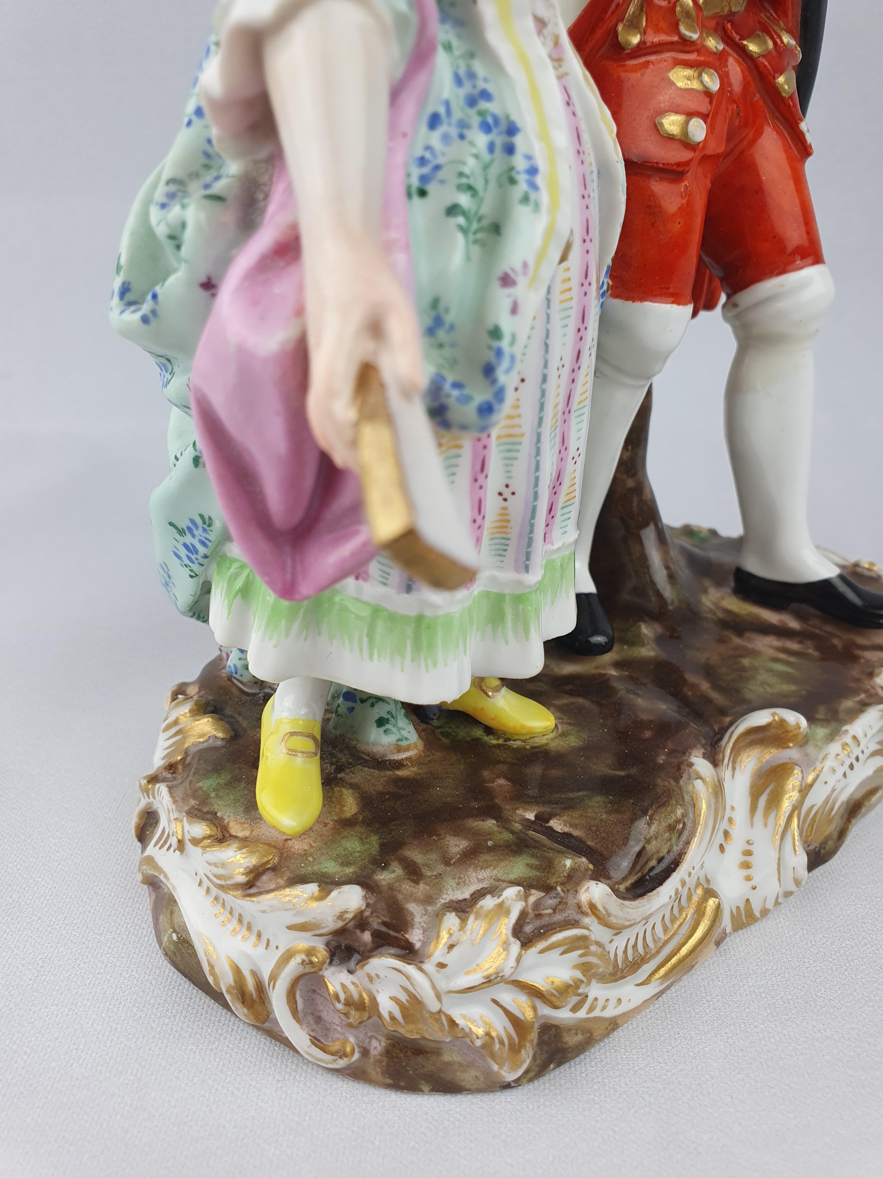 Meissen Loving Group of Soldier and Companion For Sale 4