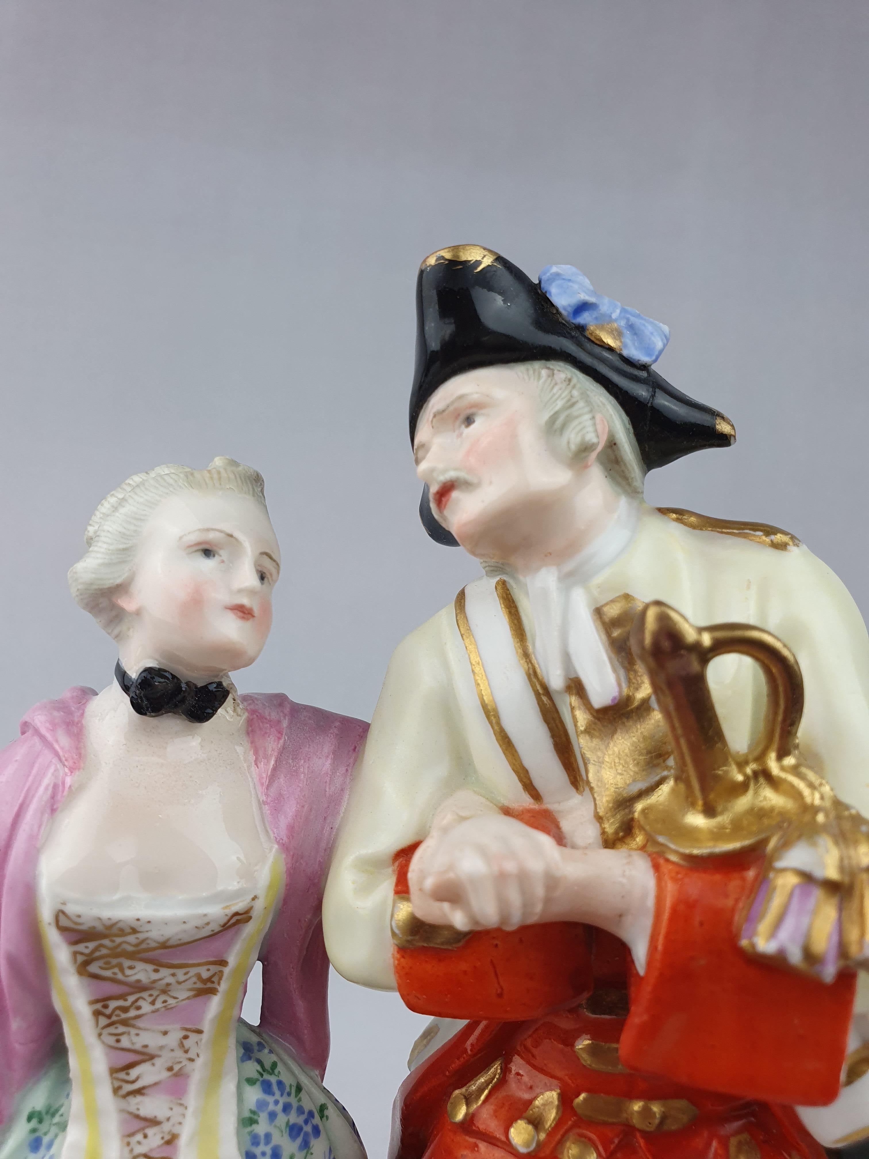 Meissen Loving Group of Soldier and Companion For Sale 5