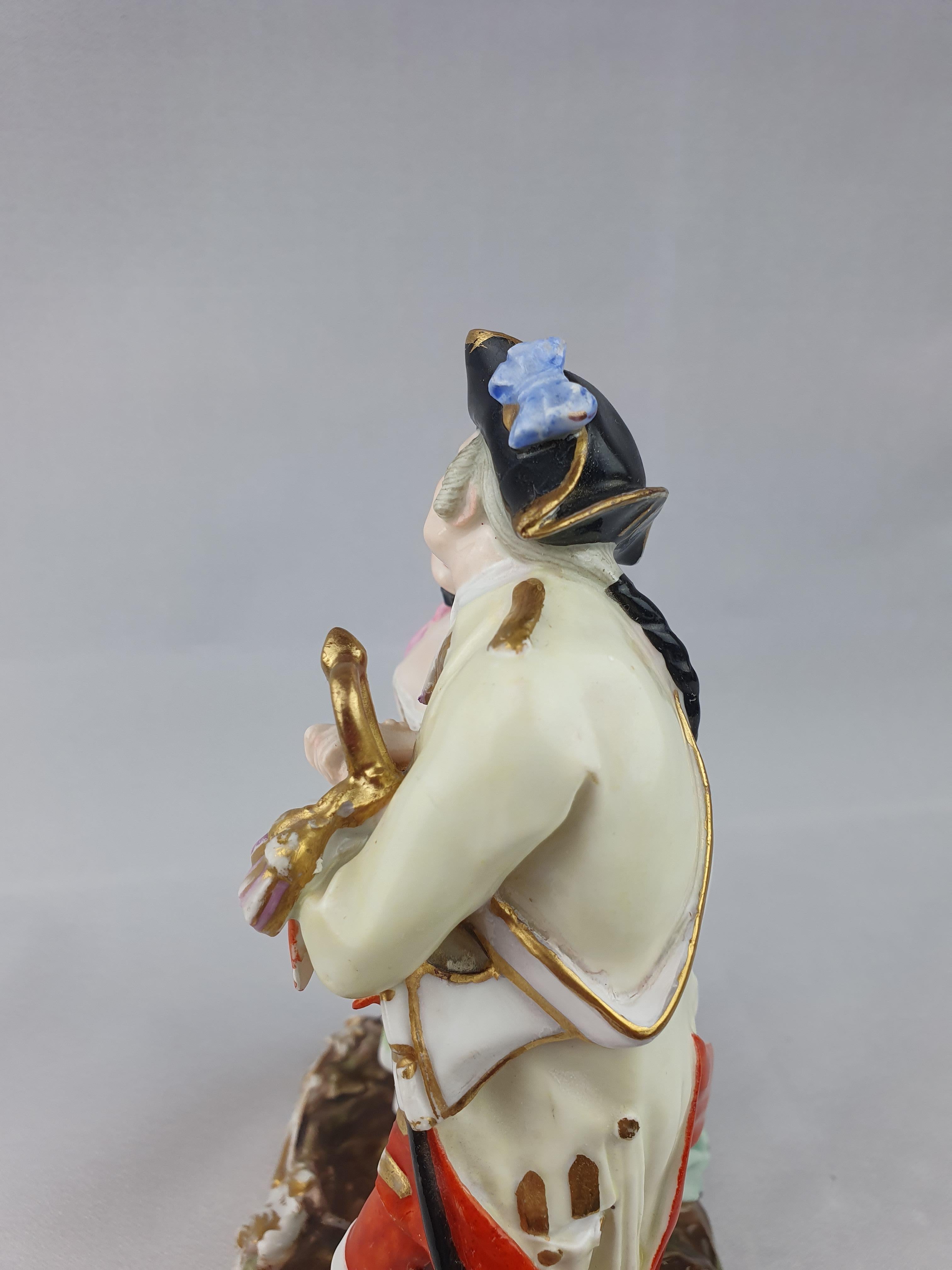 19th Century Meissen Loving Group of Soldier and Companion For Sale