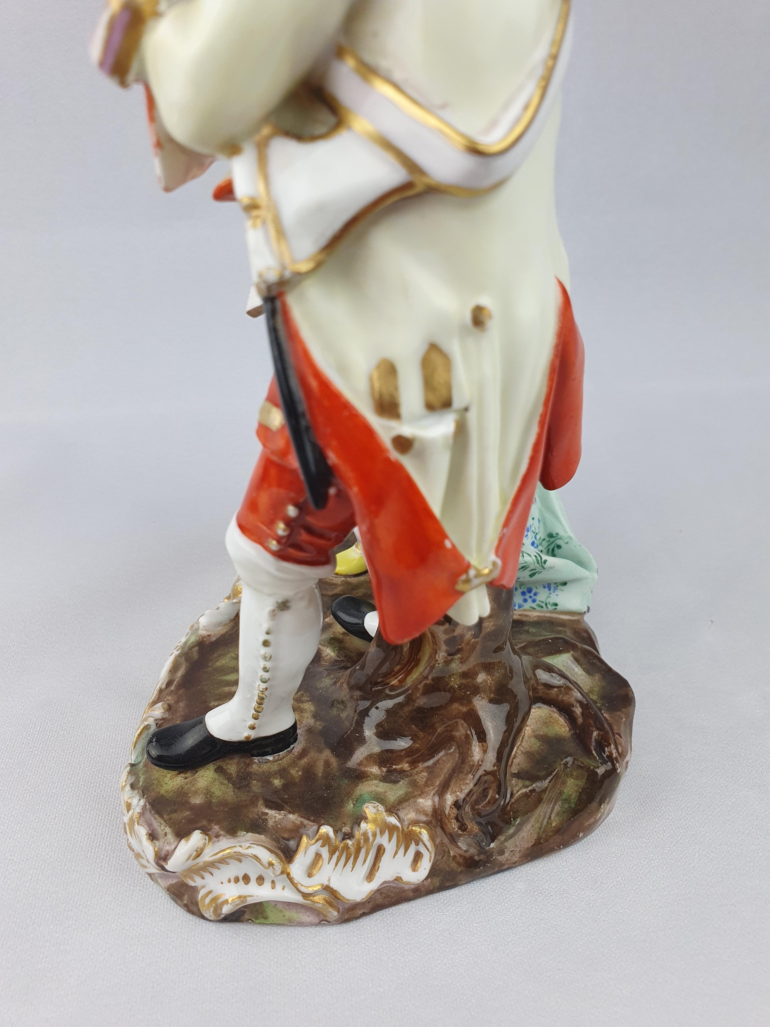 Porcelain Meissen Loving Group of Soldier and Companion For Sale