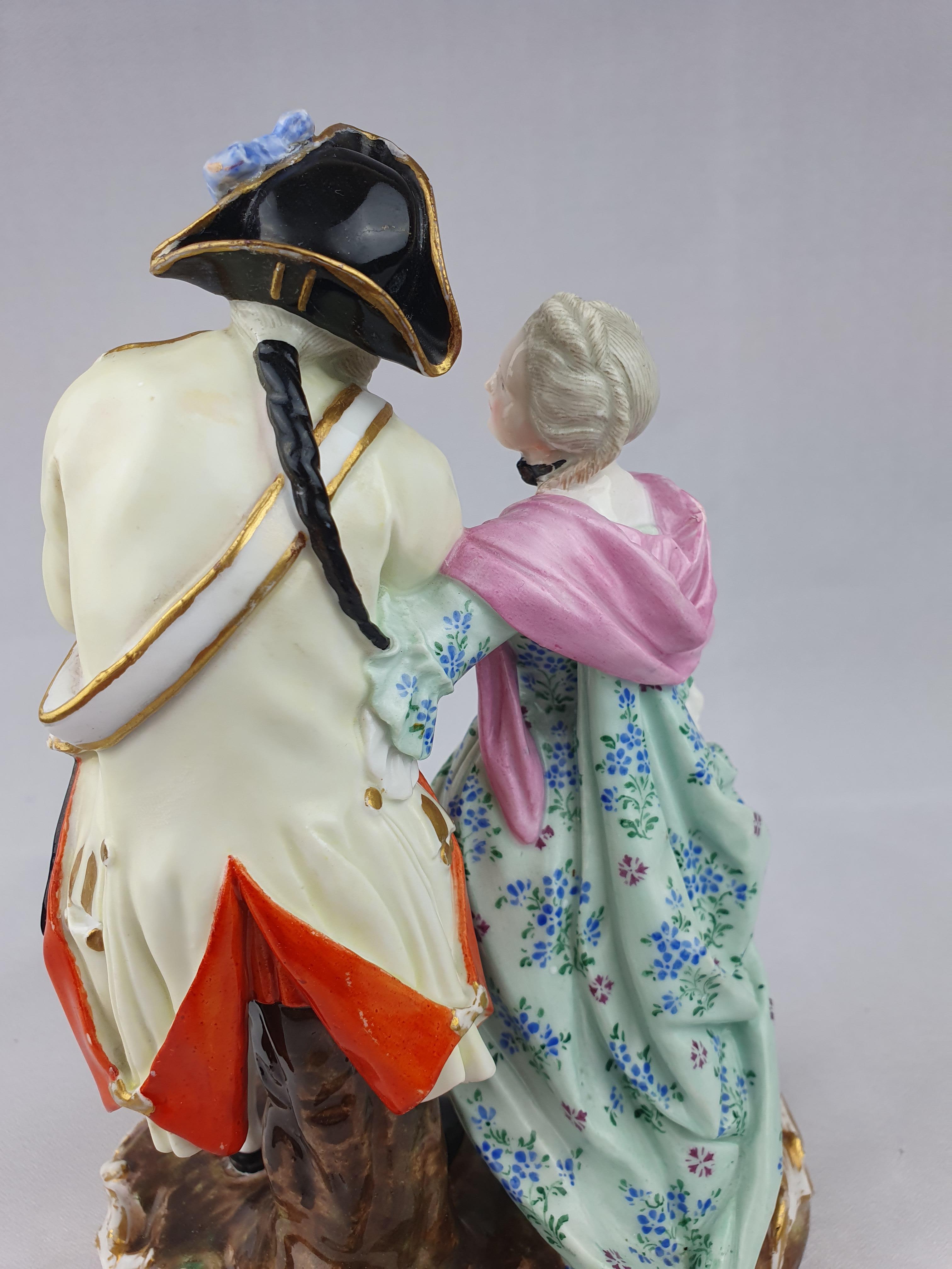 Meissen Loving Group of Soldier and Companion For Sale 1