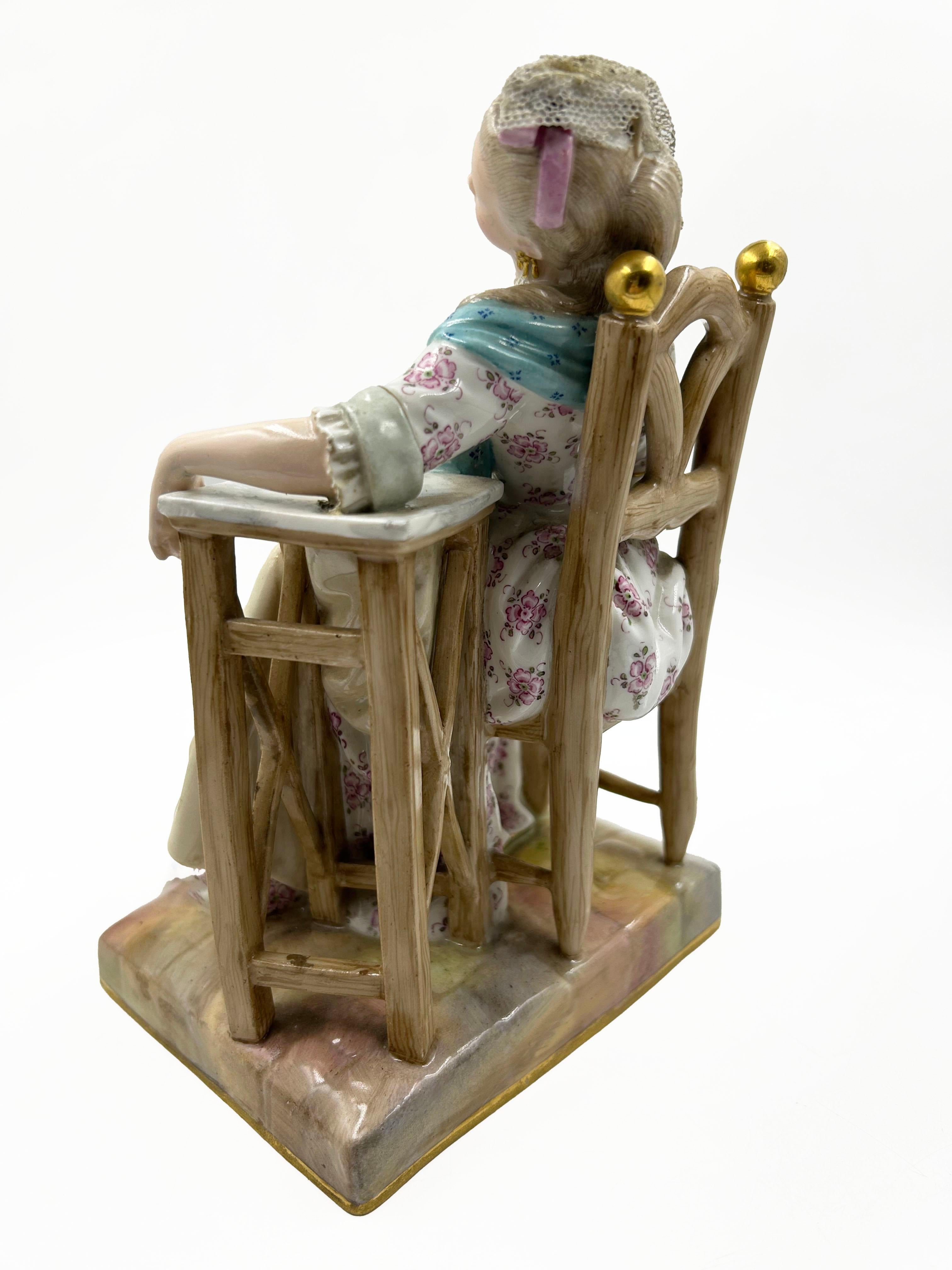 Altro Meissen, Luisa addormentata, su disegno di Greuze, statuetta del XIX secolo, circa in vendita