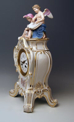 Meissen Mantle Table Clock Allegory of Water Ernst August Leuteritz, circa 1880