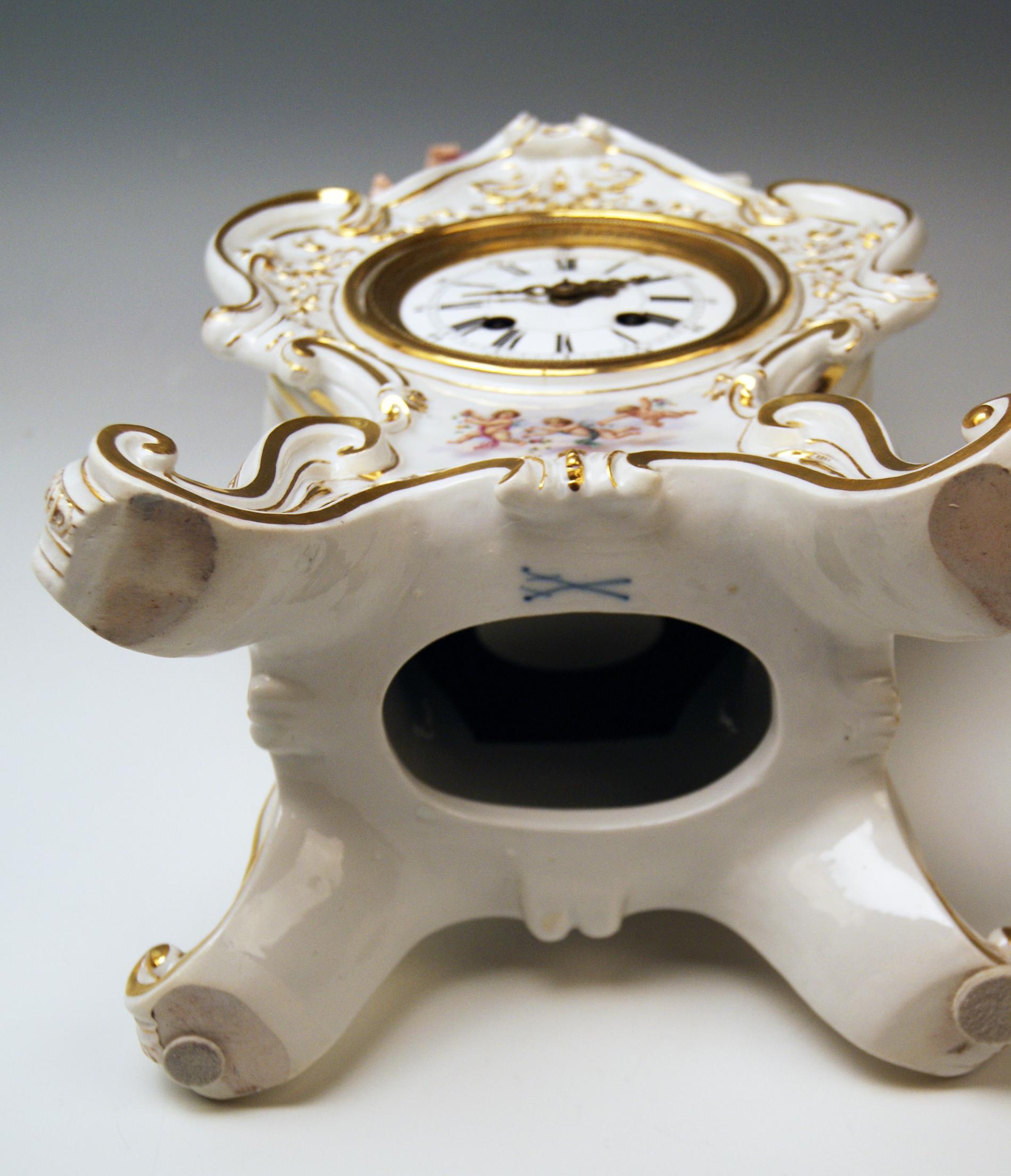 19th Century Meissen Mantle Table Clock Allegory of Water Ernst August Leuteritz, circa 1880